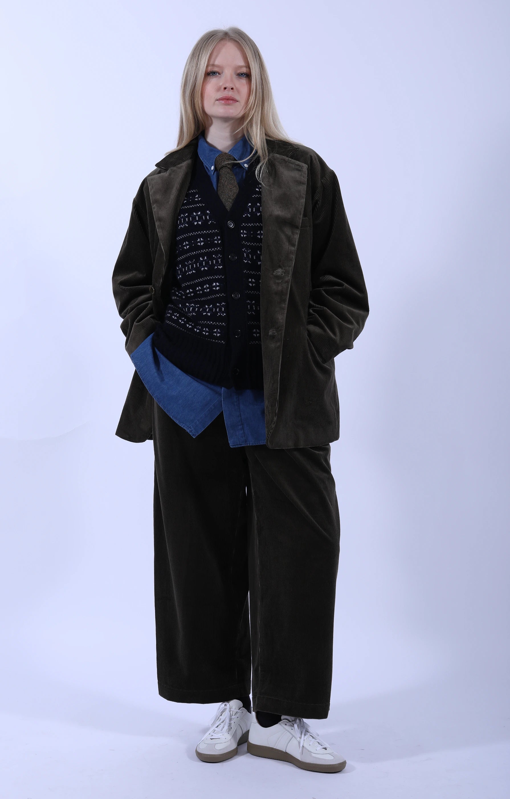 Fair Isle Cardigan Vest Navy