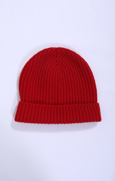 Cashmere Rib Beanie Ruby