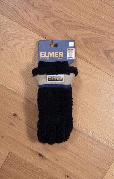 Wool Pile 5 Fingers Gloves - Black