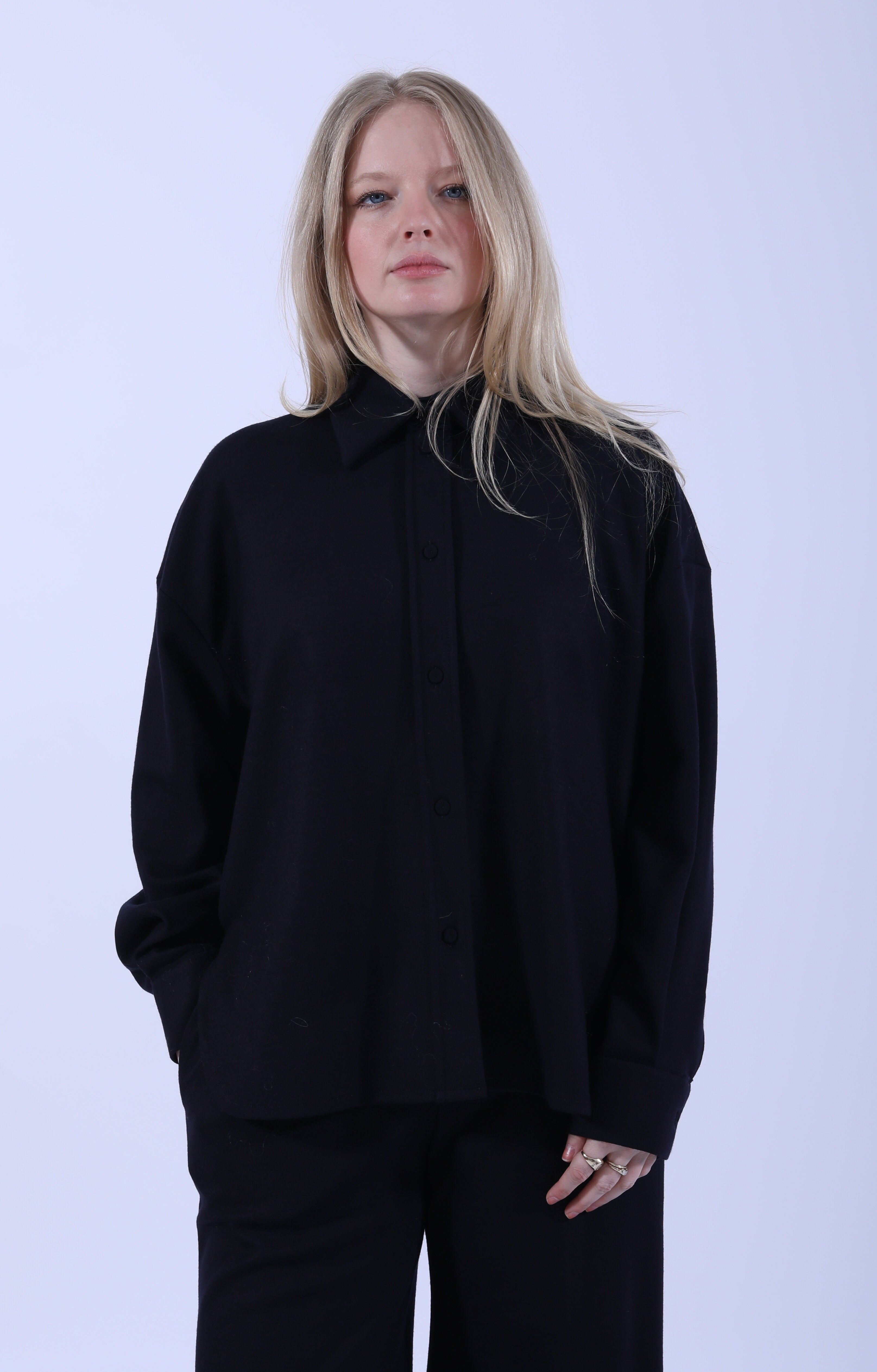 Oversized Merino Shirt Navy