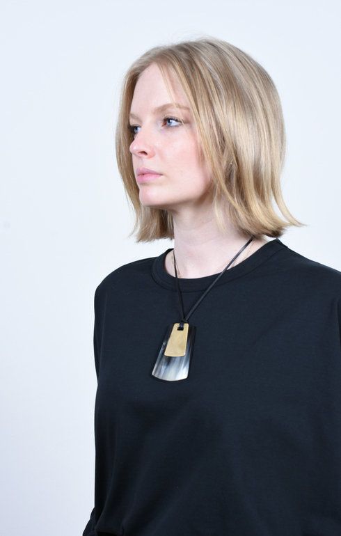 Horn Rectangle Pendant Necklace