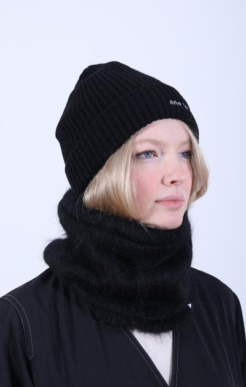 Shetland Wool Knit Cap Black