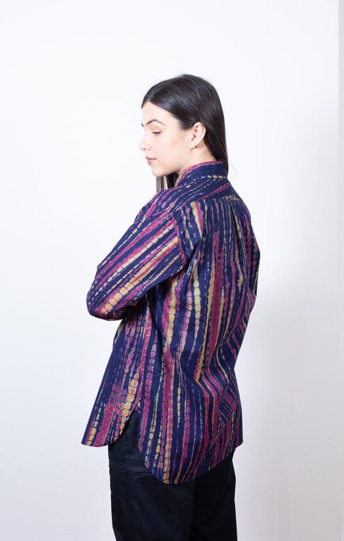 19 Century BD Shirt Navy Batik Stripe