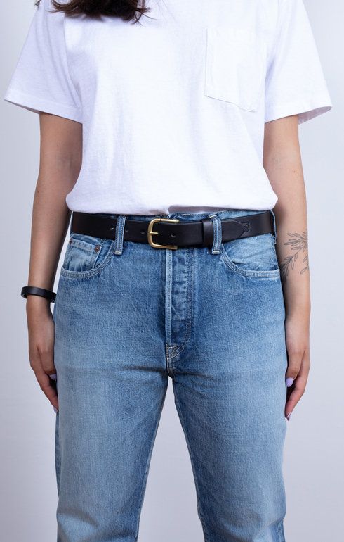 Classic Belt Black/Brass Leather