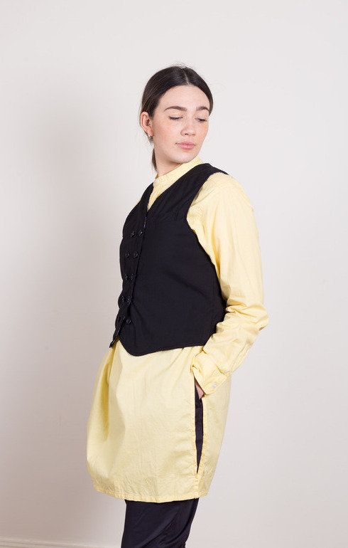 Banded Collar Long Shirt Yellow