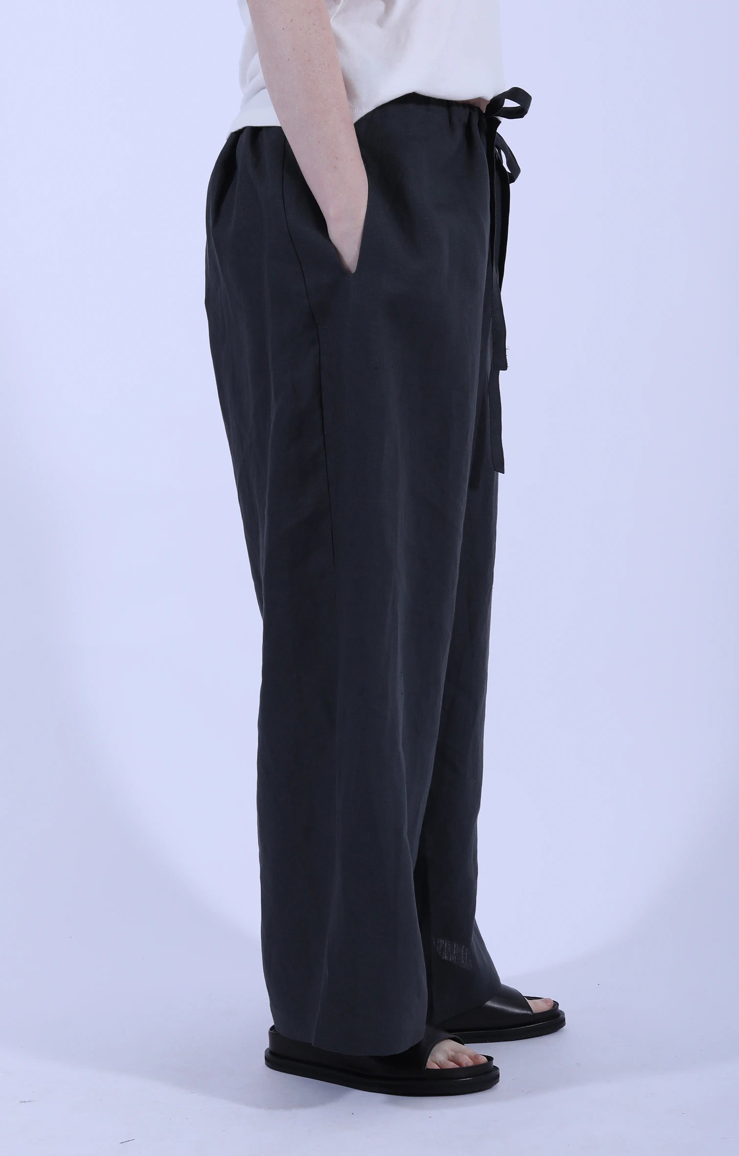 Vesper Tie Trousers Charcoal