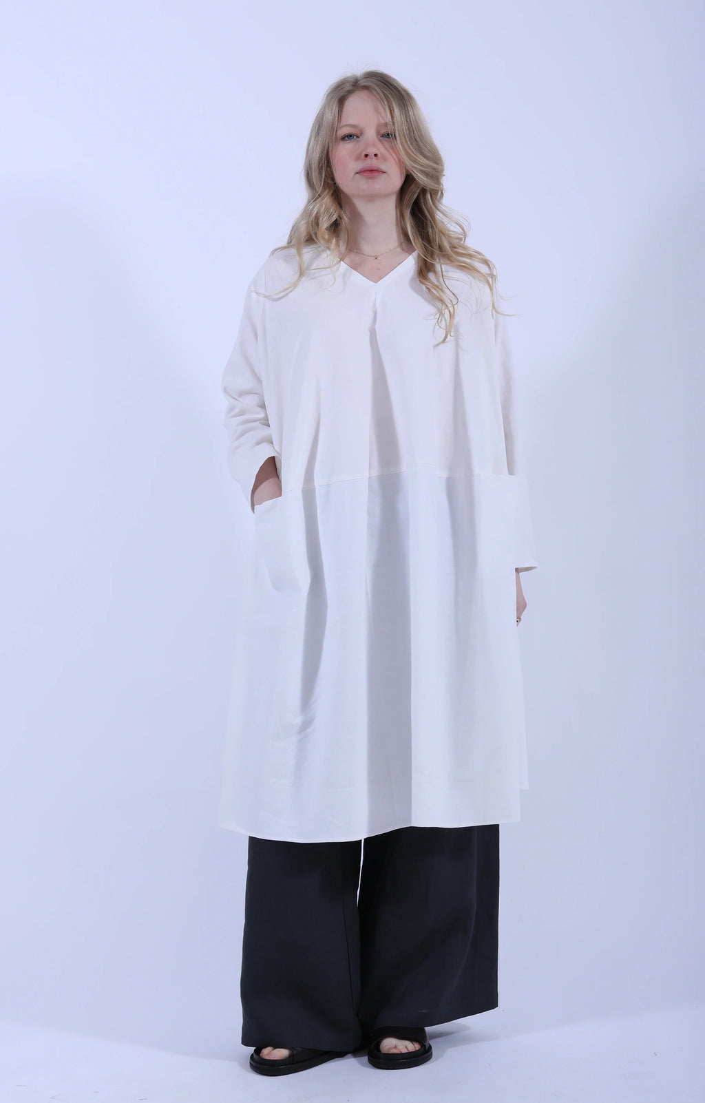 Luna V Neck Dress Natural