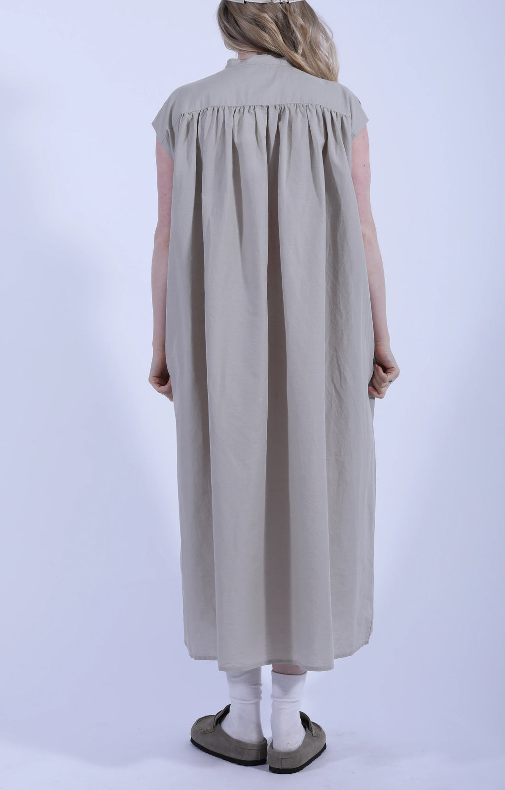 Sleeveless Long Shirt Dress Greige