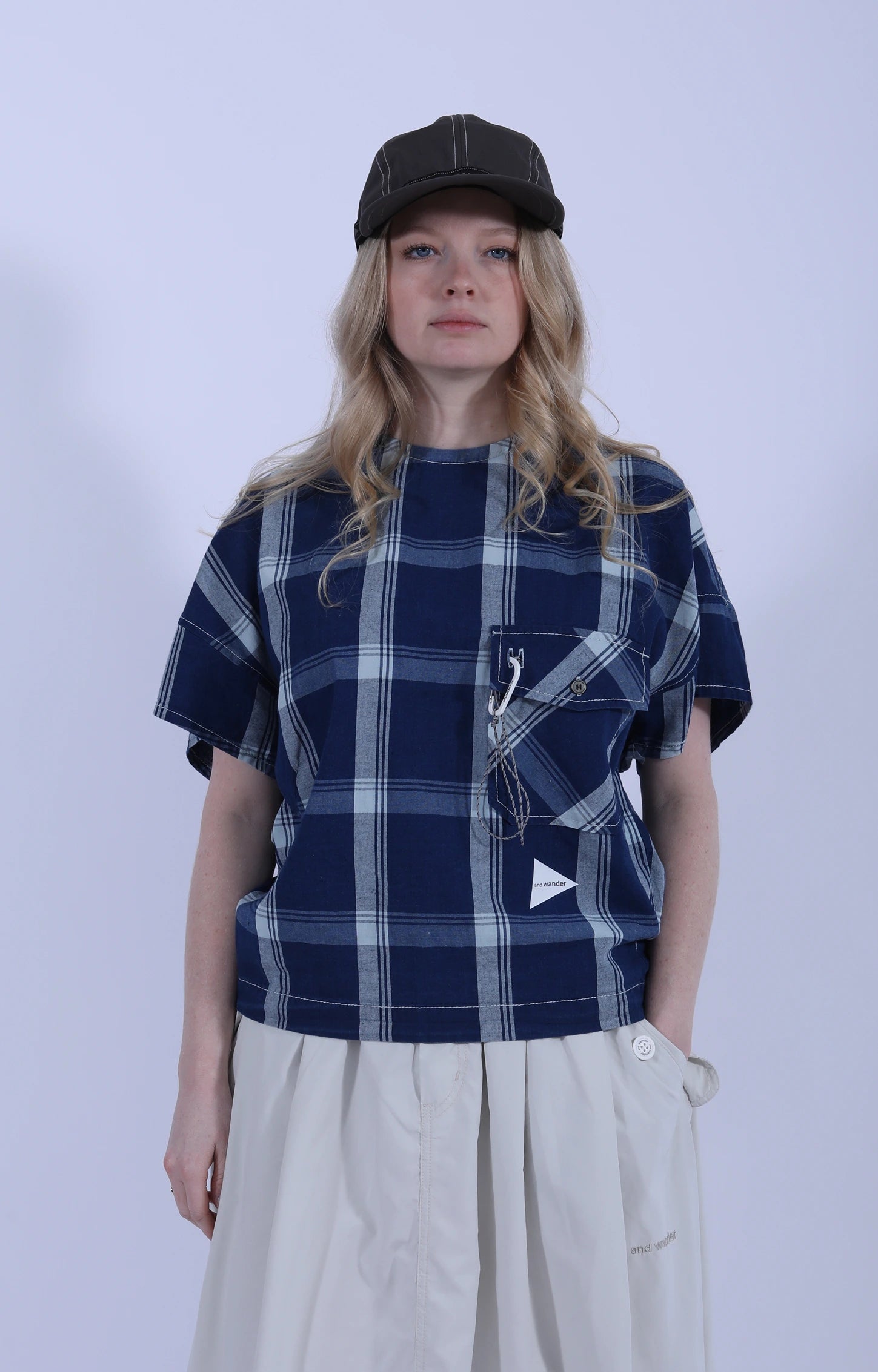 Indigo Check Short Sleeve Pullover