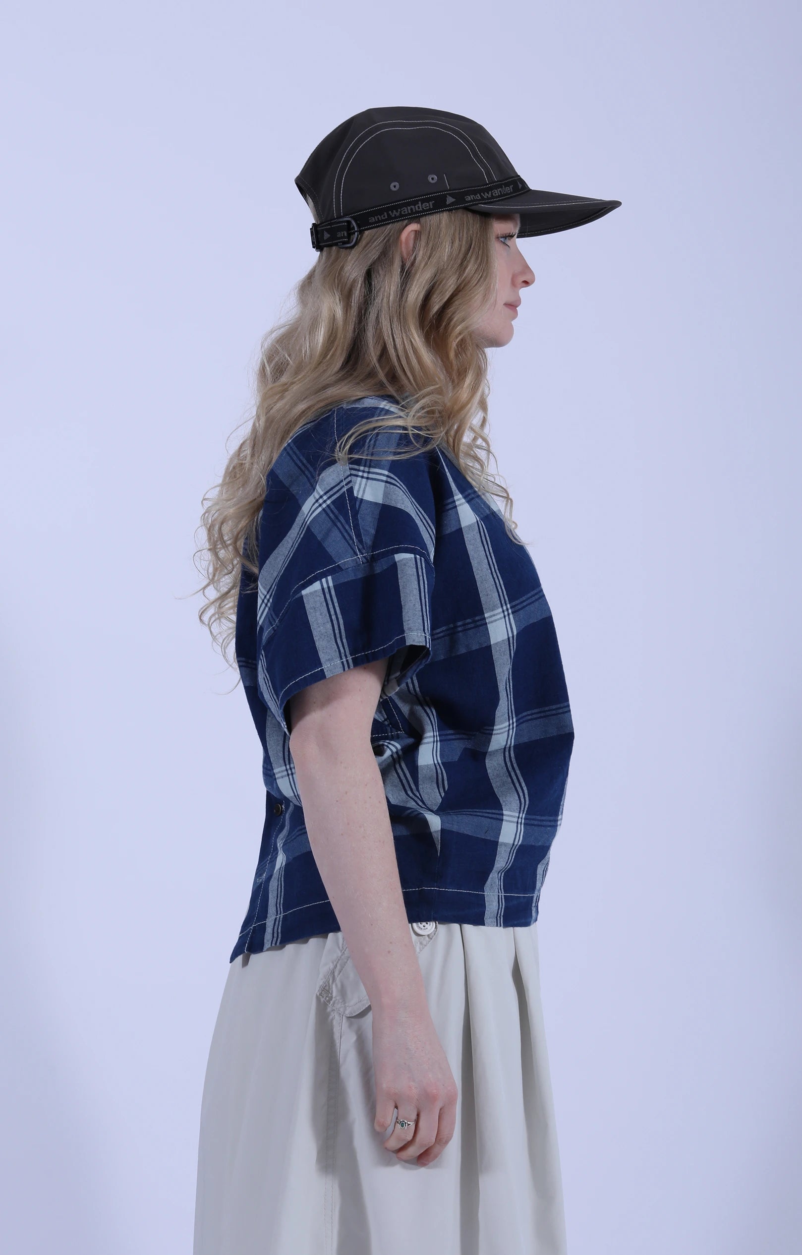 Indigo Check Short Sleeve Pullover