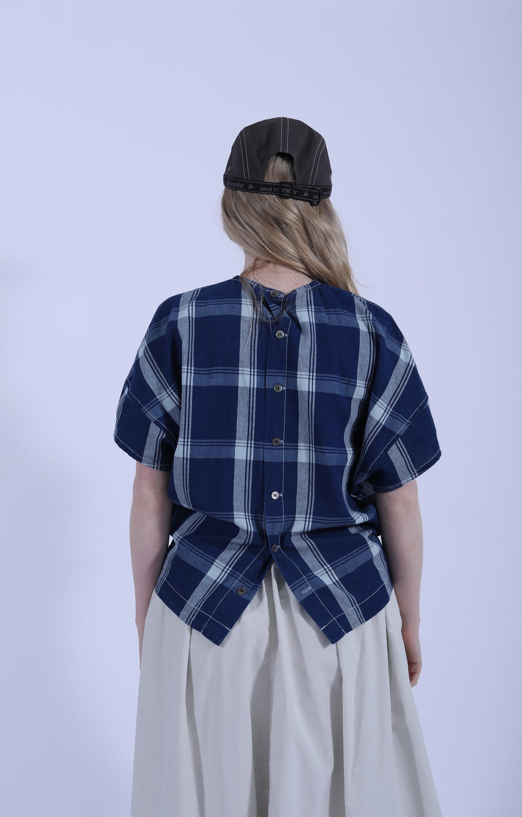 Indigo Check Short Sleeve Pullover