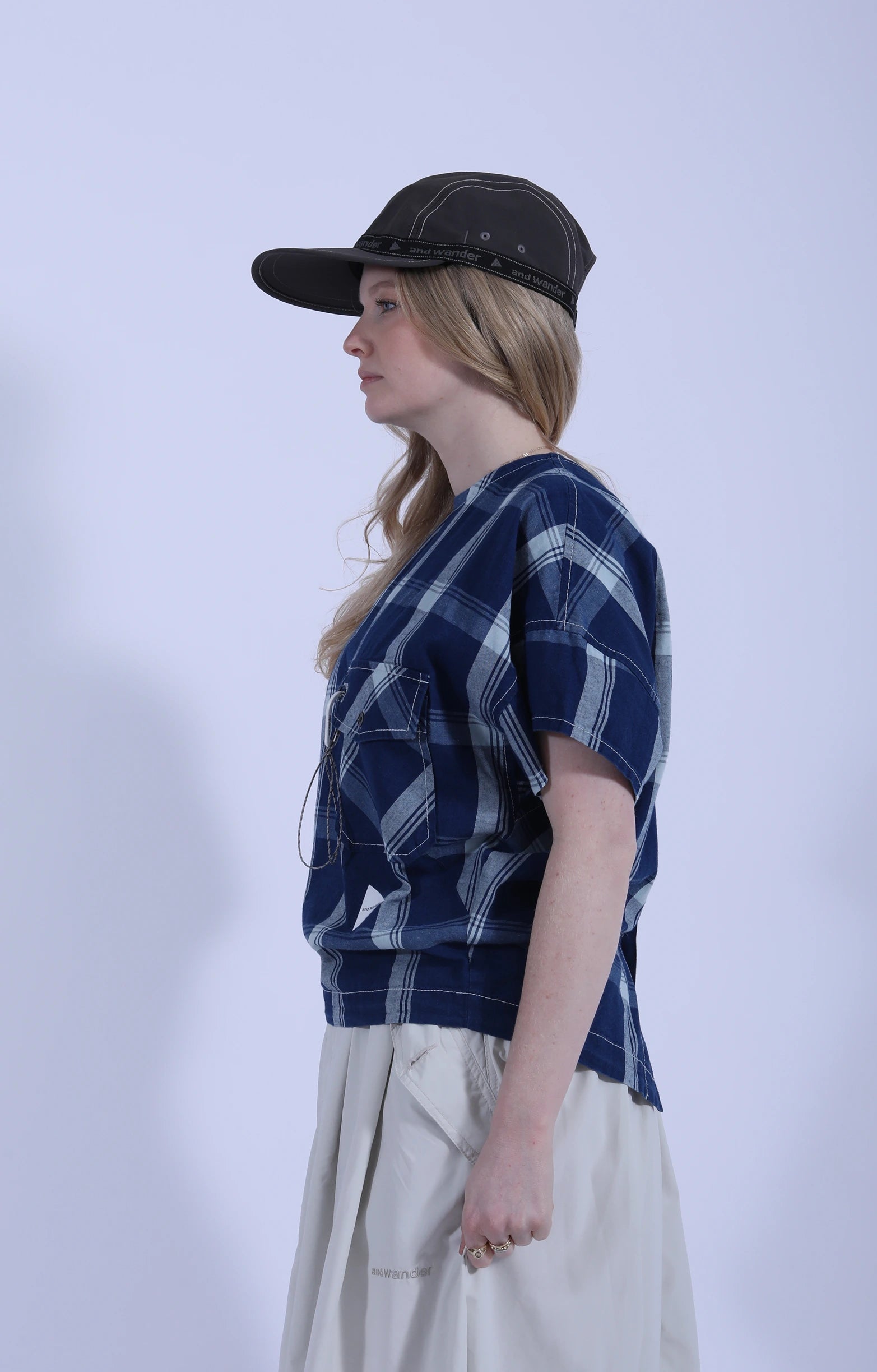 Indigo Check Short Sleeve Pullover