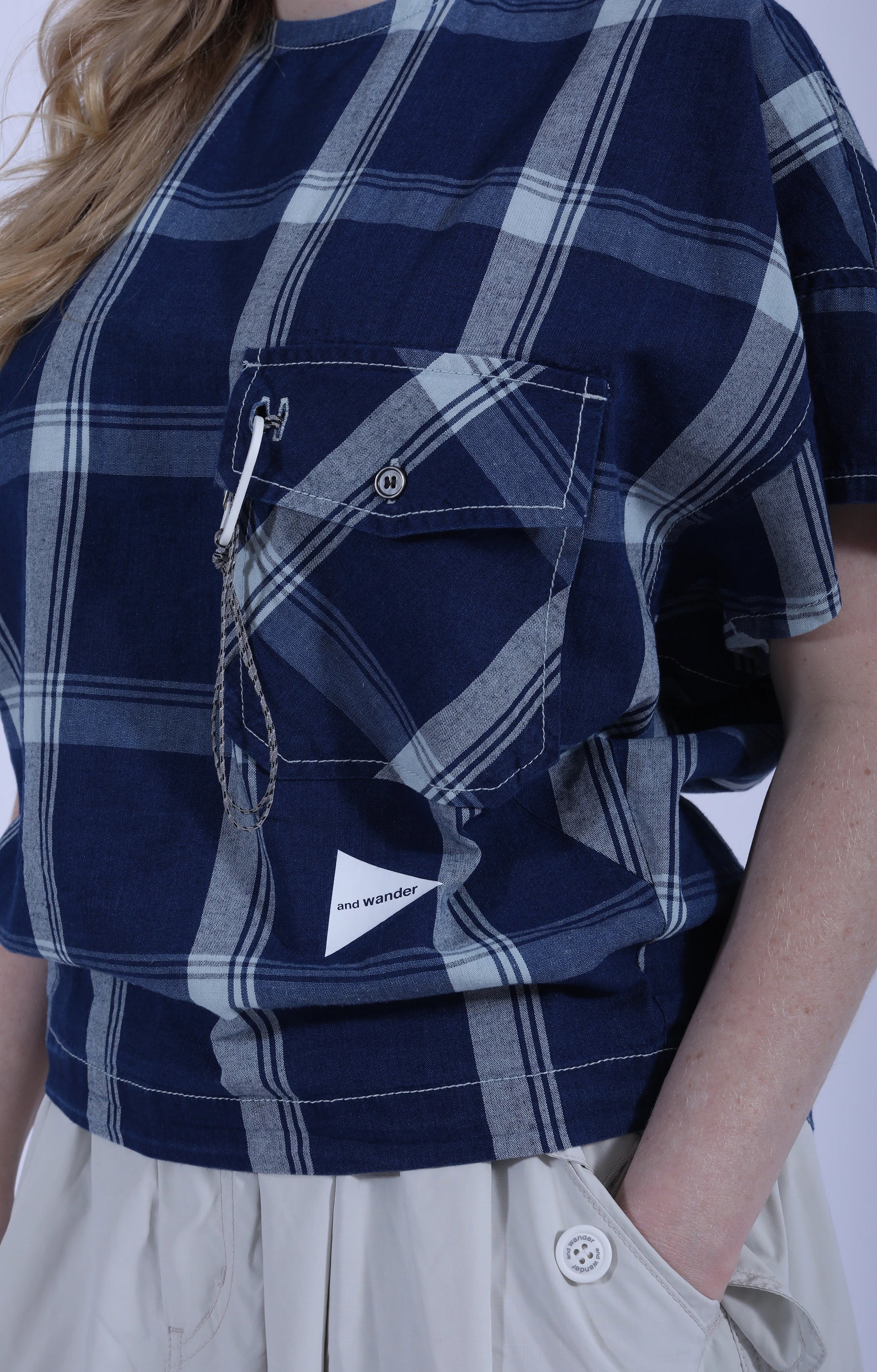 Indigo Check Short Sleeve Pullover