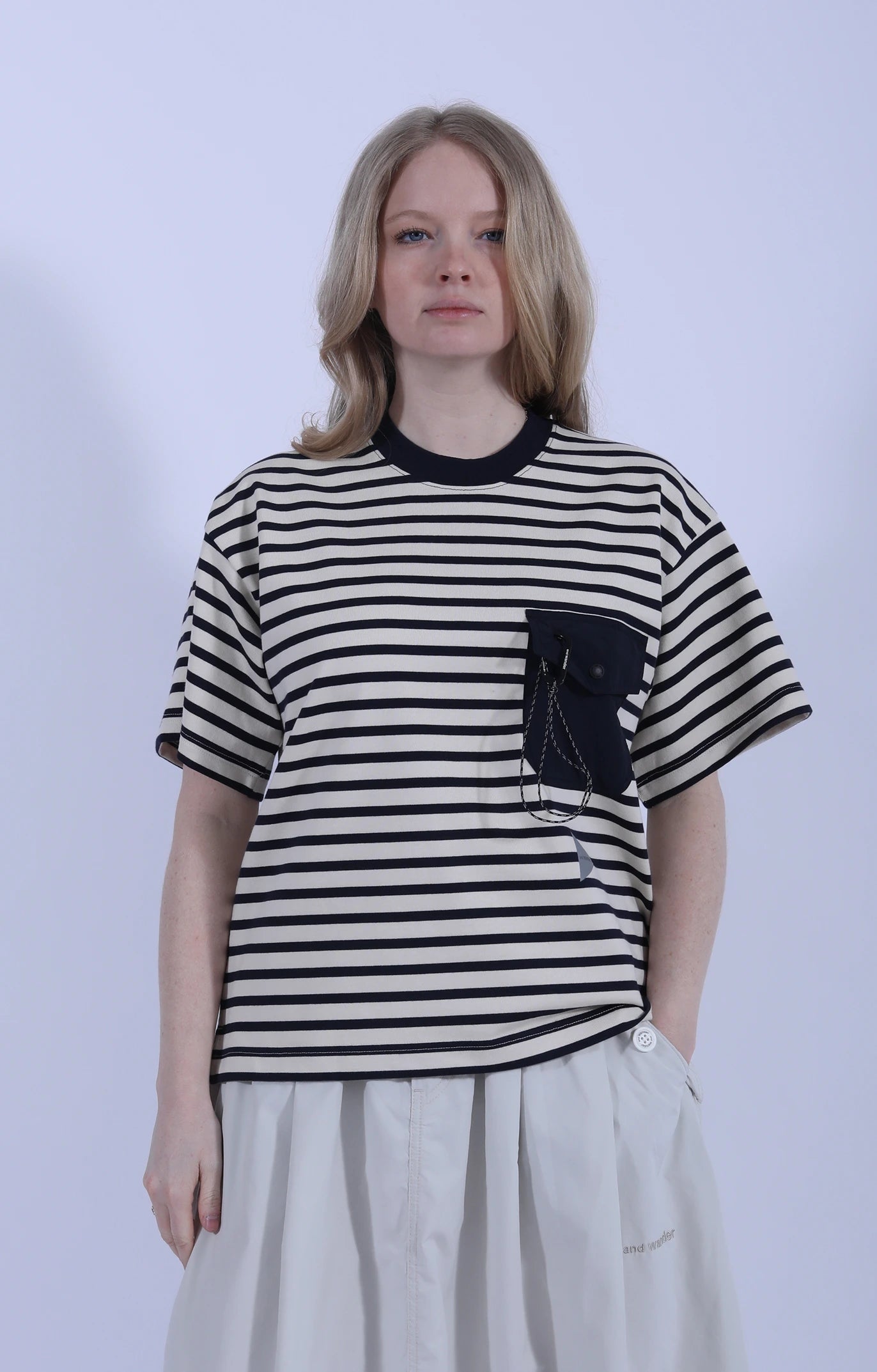 Stripe Pocket Short Sleeve T Navy