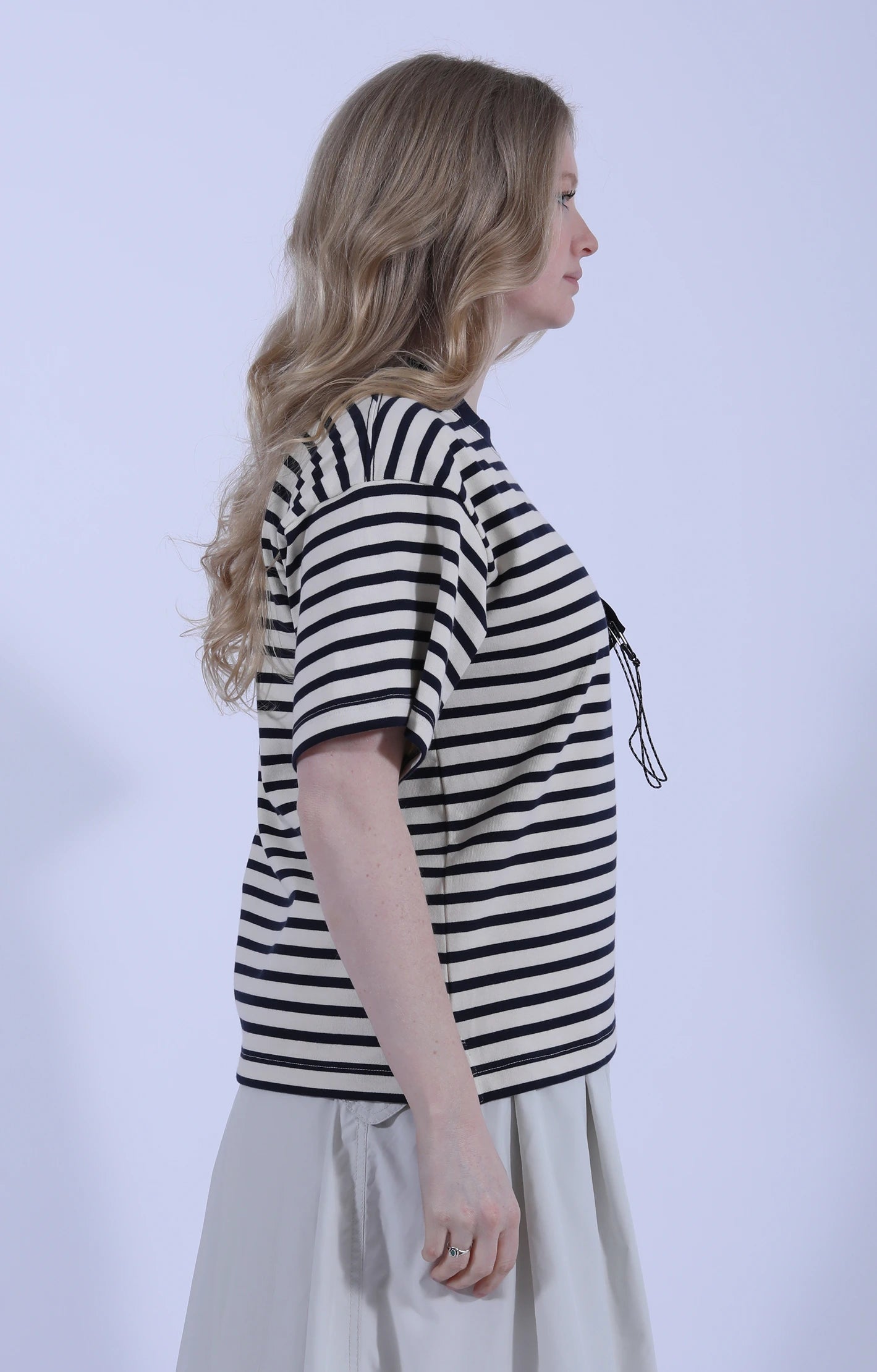 Stripe Pocket Short Sleeve T Navy