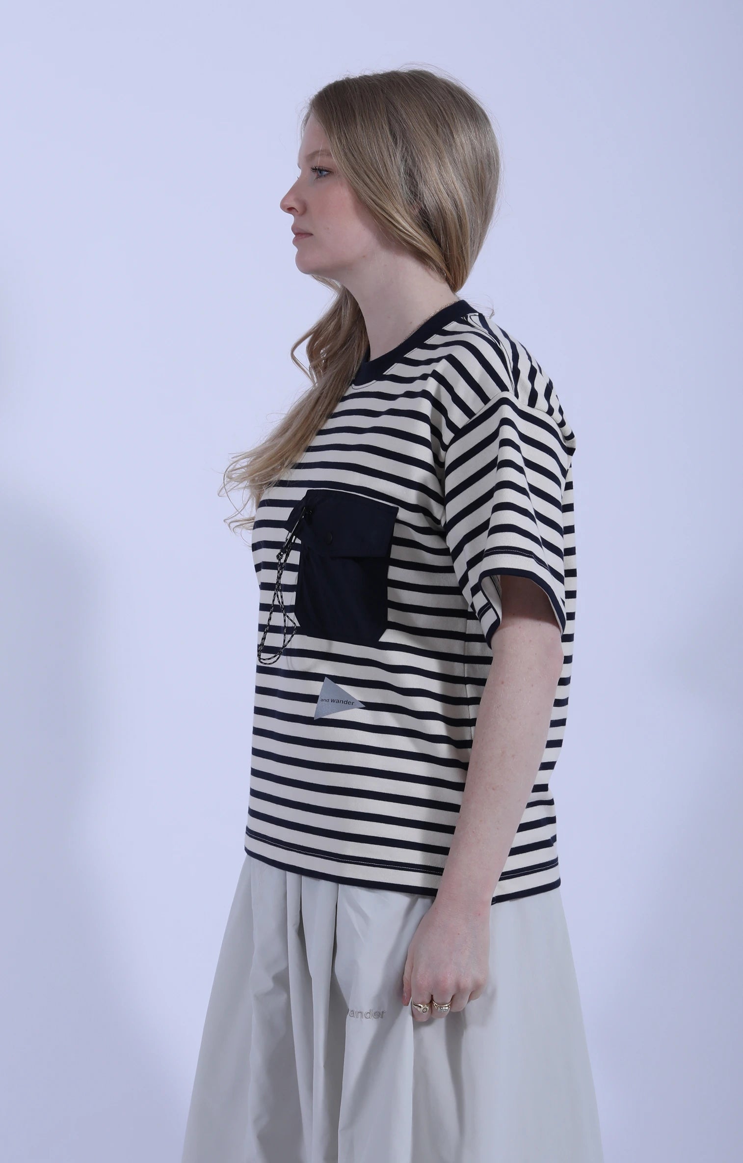 Stripe Pocket Short Sleeve T Navy