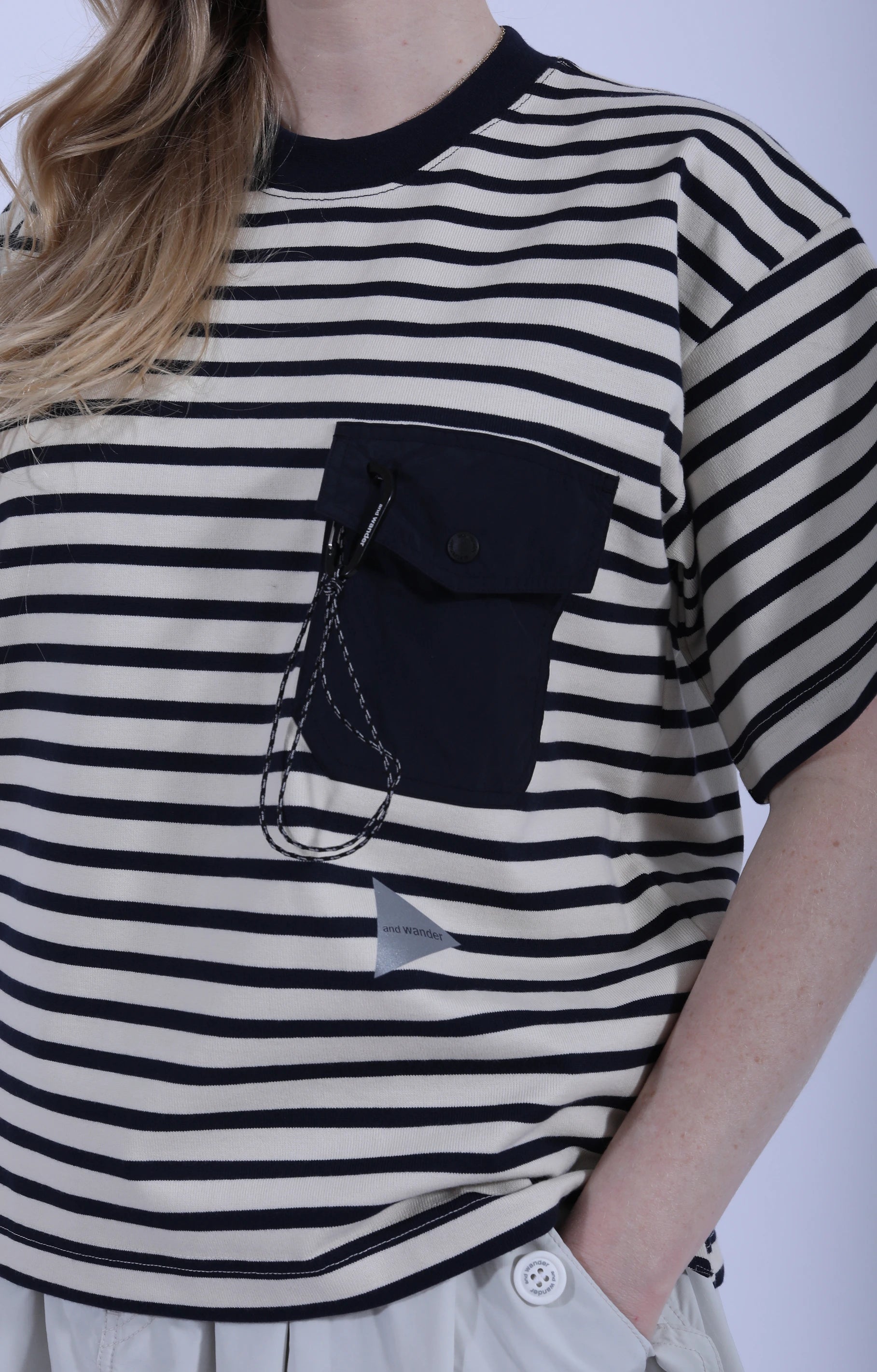 Stripe Pocket Short Sleeve T Navy