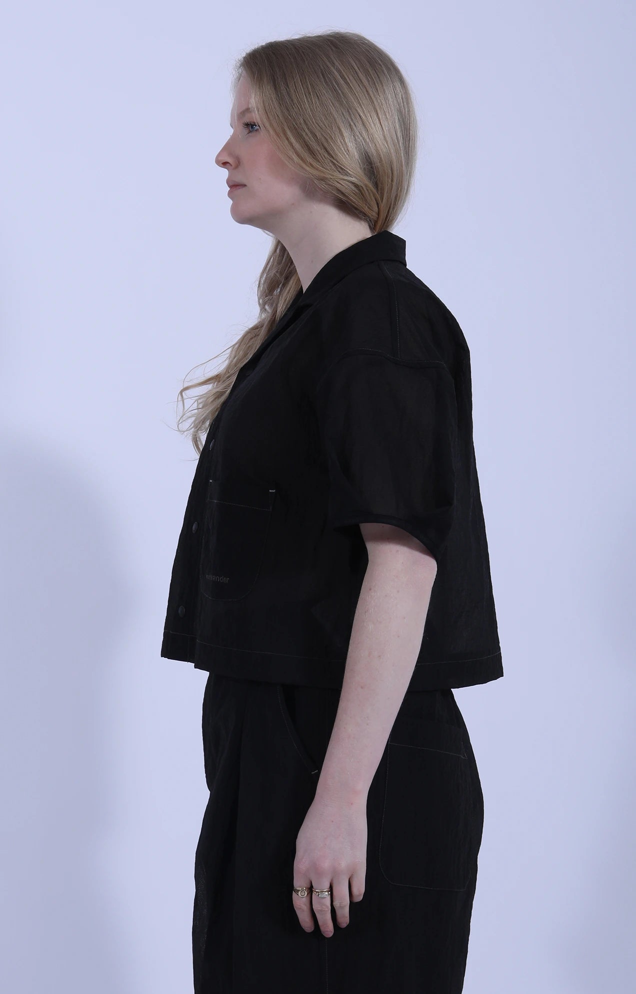 Sheer Ripstop Short Sleeve Shirt (W) Black
