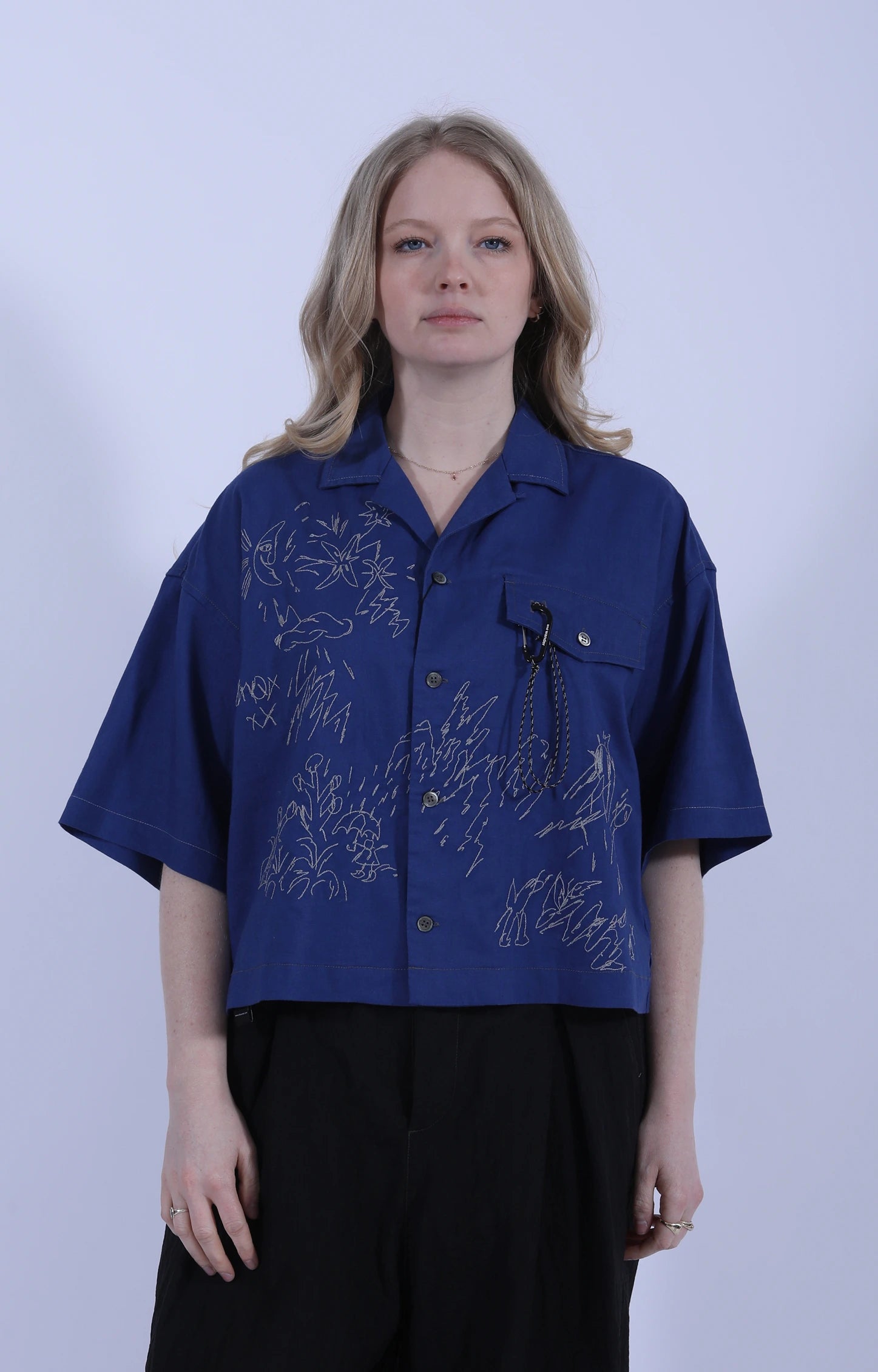 Reflective Embroidery Shirt Blue