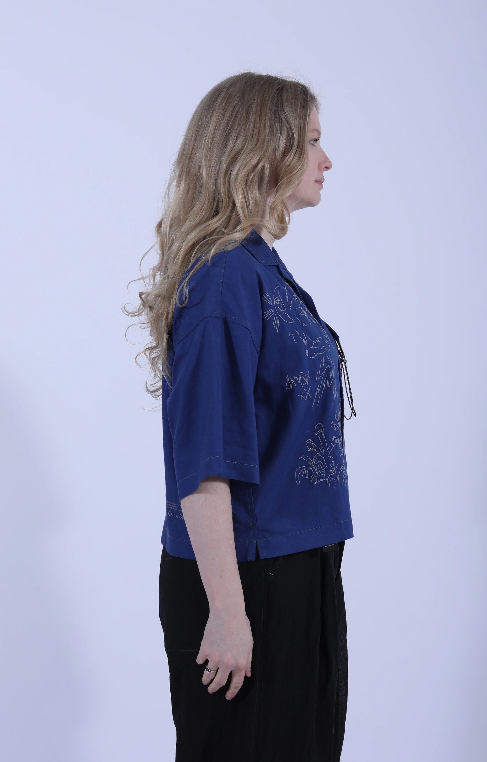 Reflective Embroidery Shirt Blue