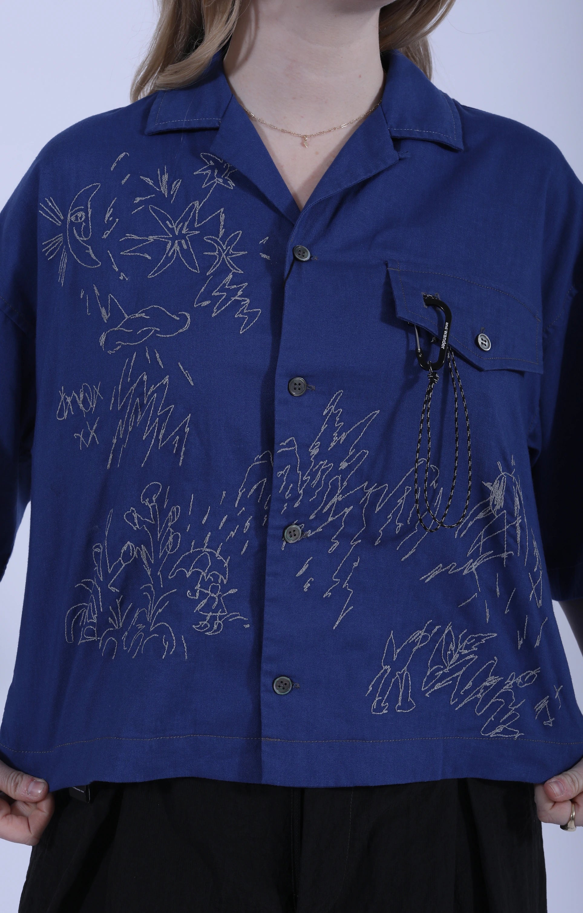 Reflective Embroidery Shirt Blue