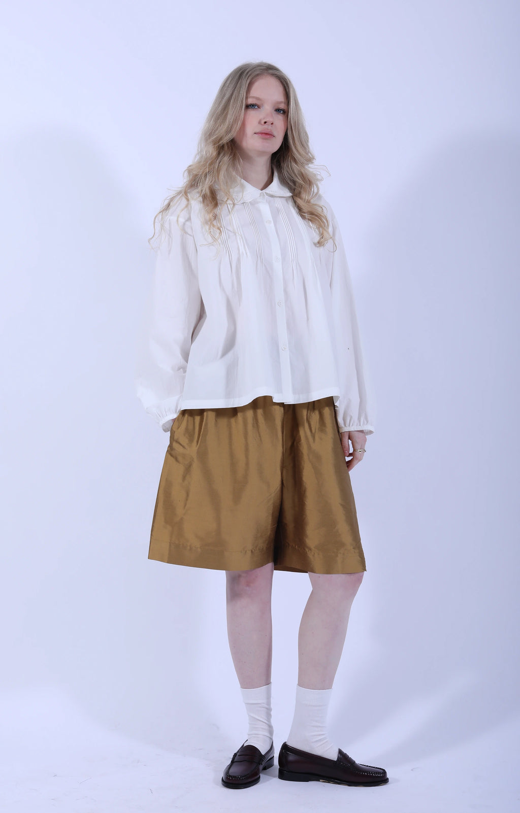 Poplin Jessie Shirt w/ Trim White