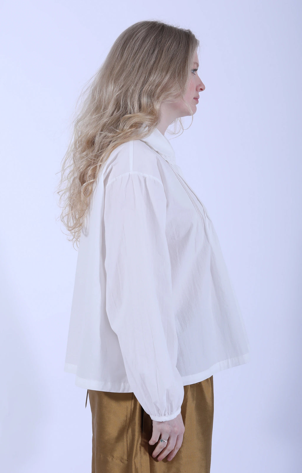 Poplin Jessie Shirt w/ Trim White