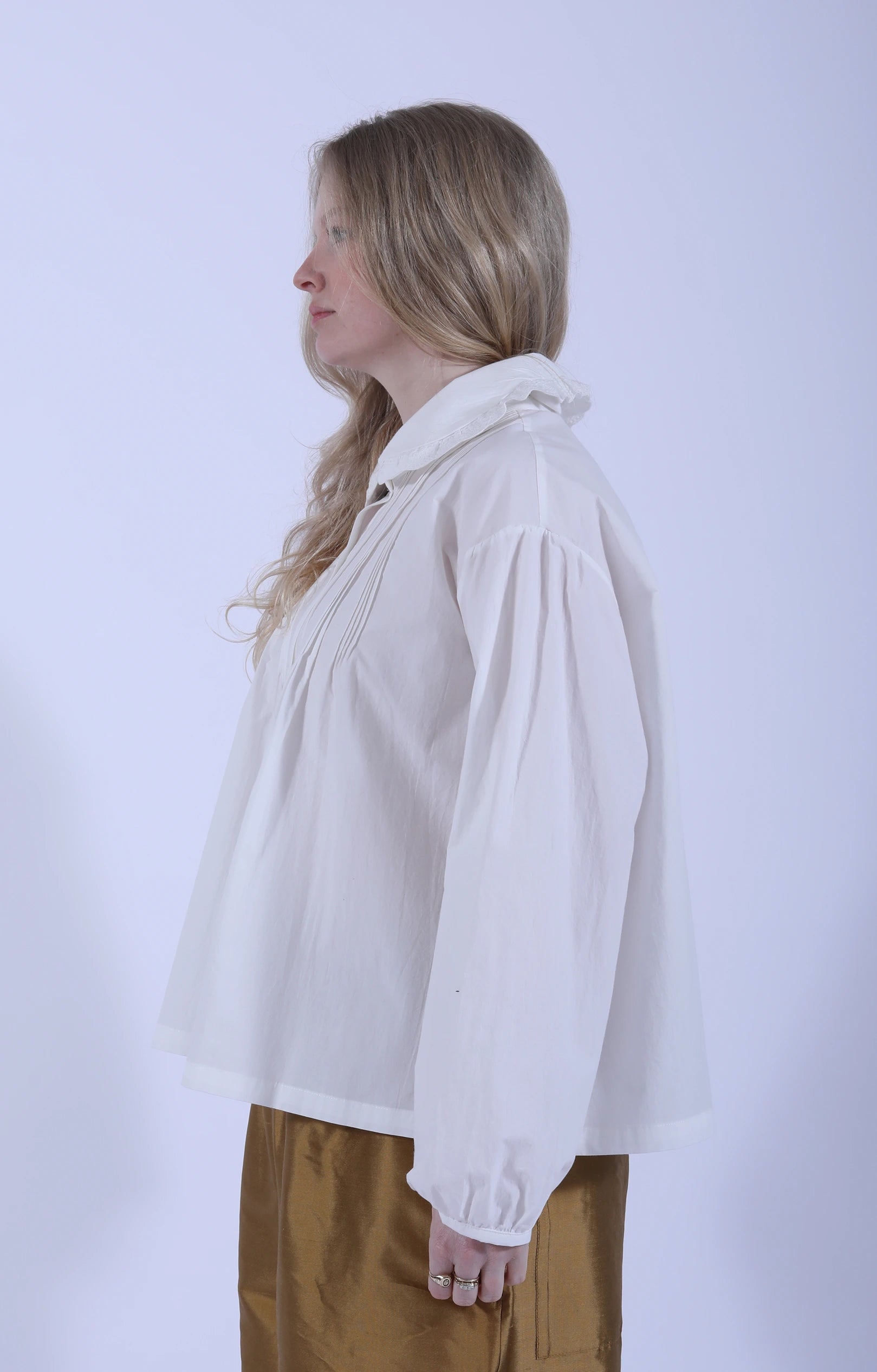 Poplin Jessie Shirt w/ Trim White