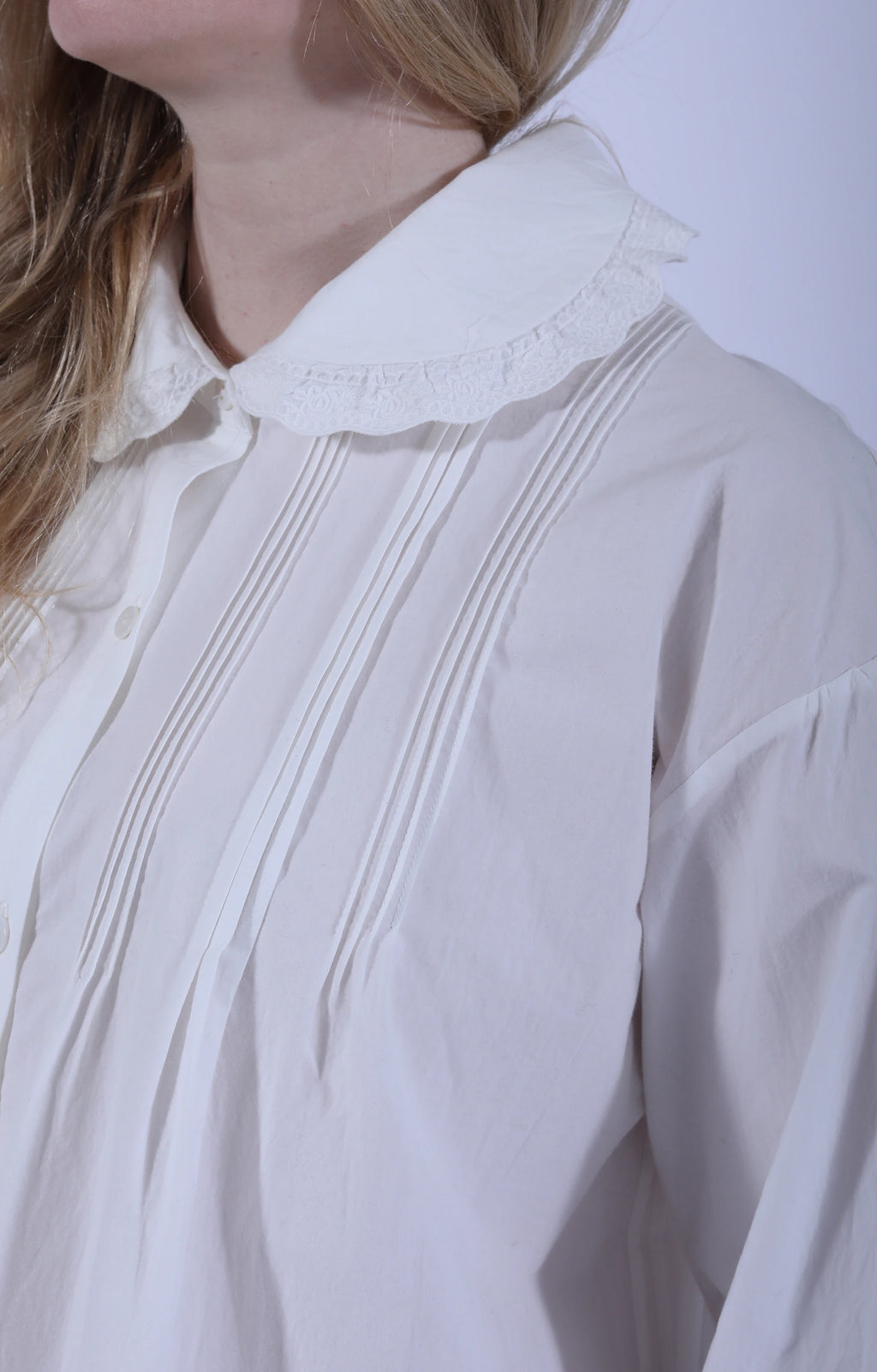 Poplin Jessie Shirt w/ Trim White