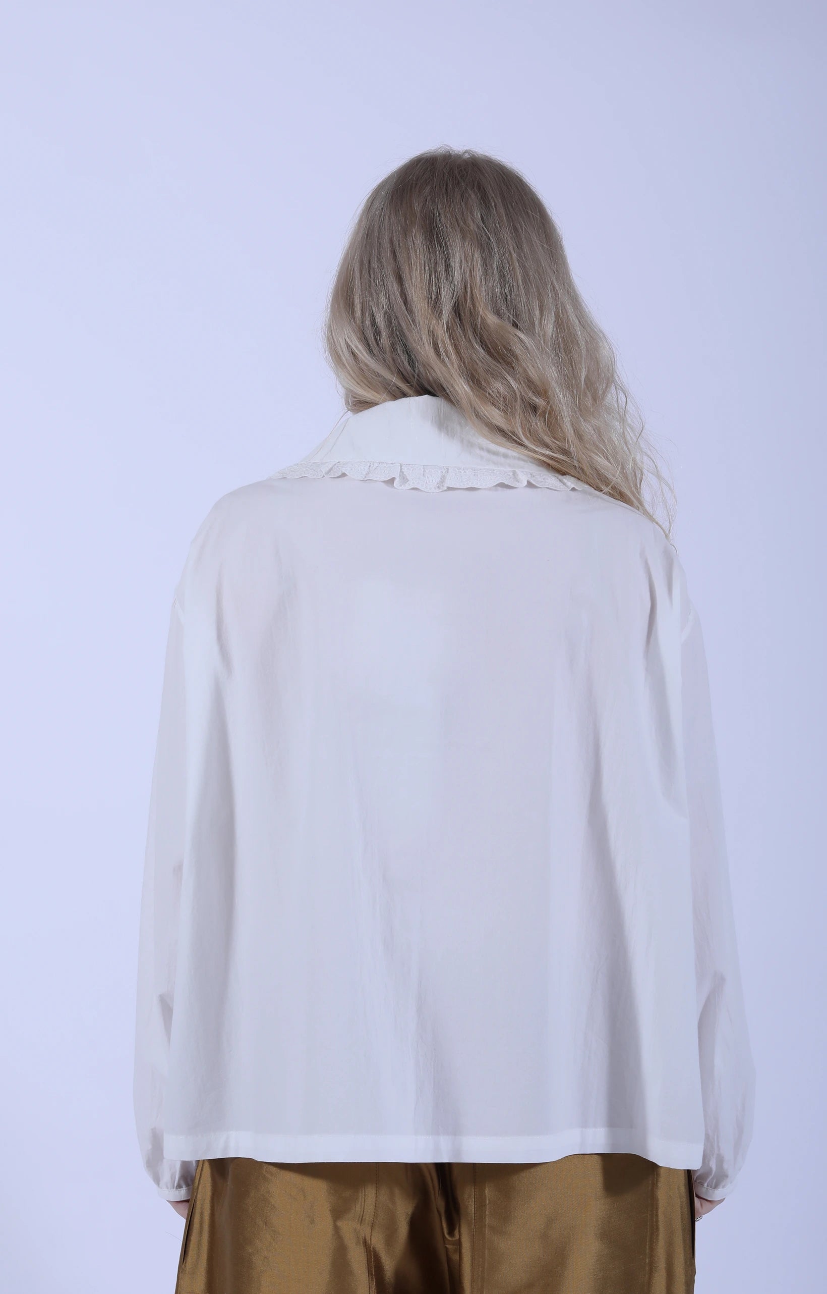 Poplin Jessie Shirt w/ Trim White