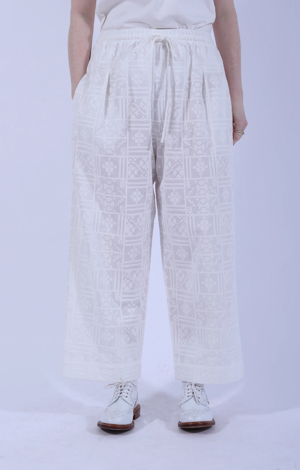 Embroidery Luna Trouser Ivory