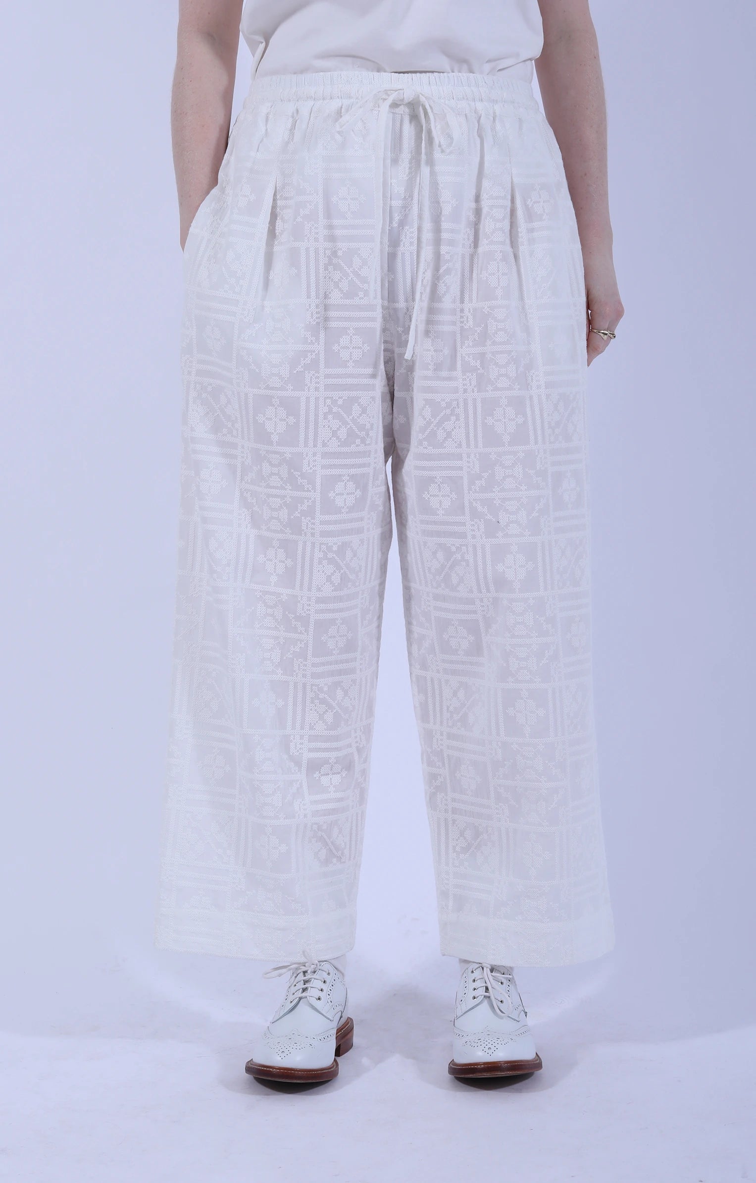 Embroidery Luna Trouser Ivory