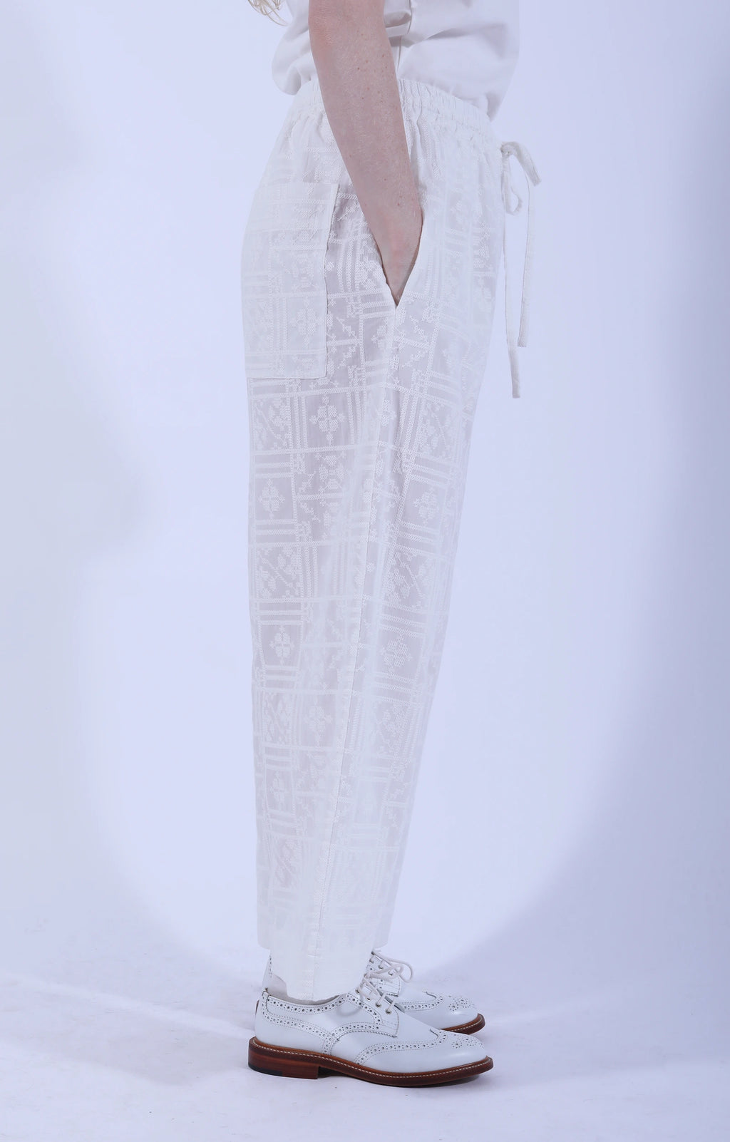 Embroidery Luna Trouser Ivory