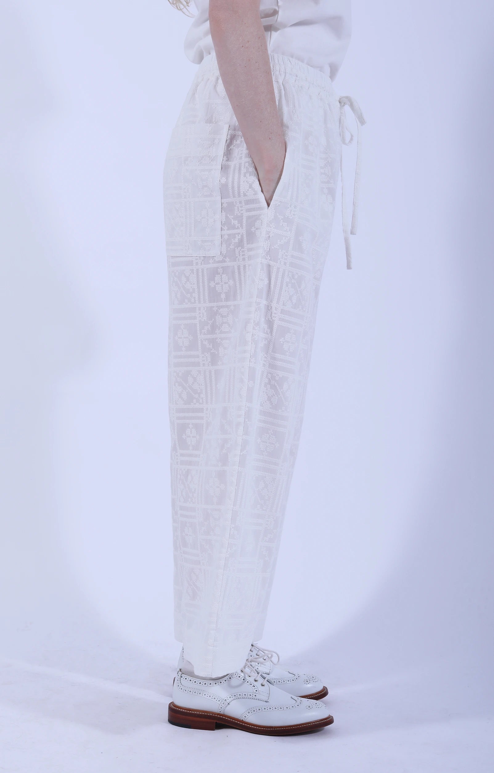 Embroidery Luna Trouser Ivory