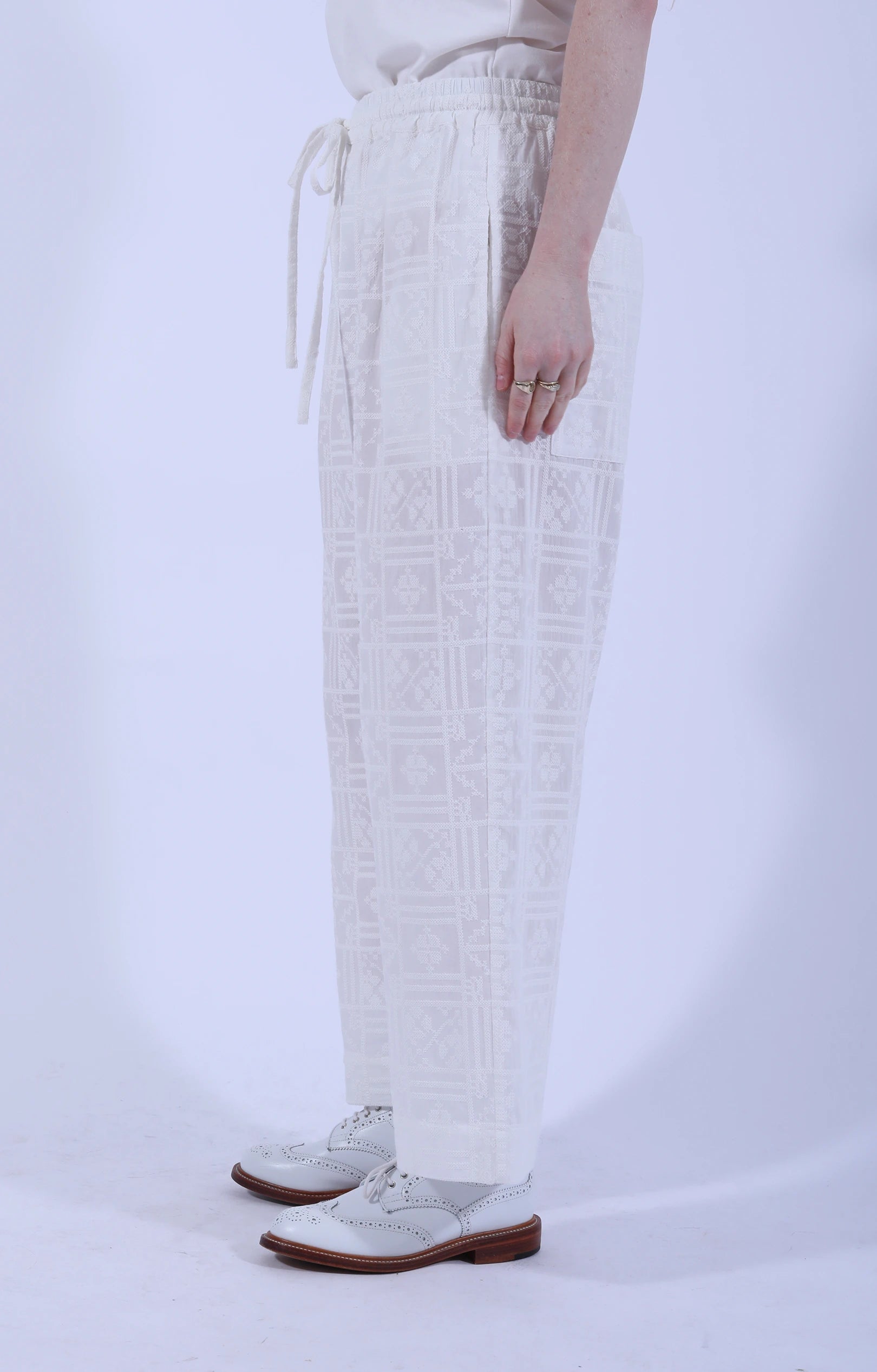 Embroidery Luna Trouser Ivory