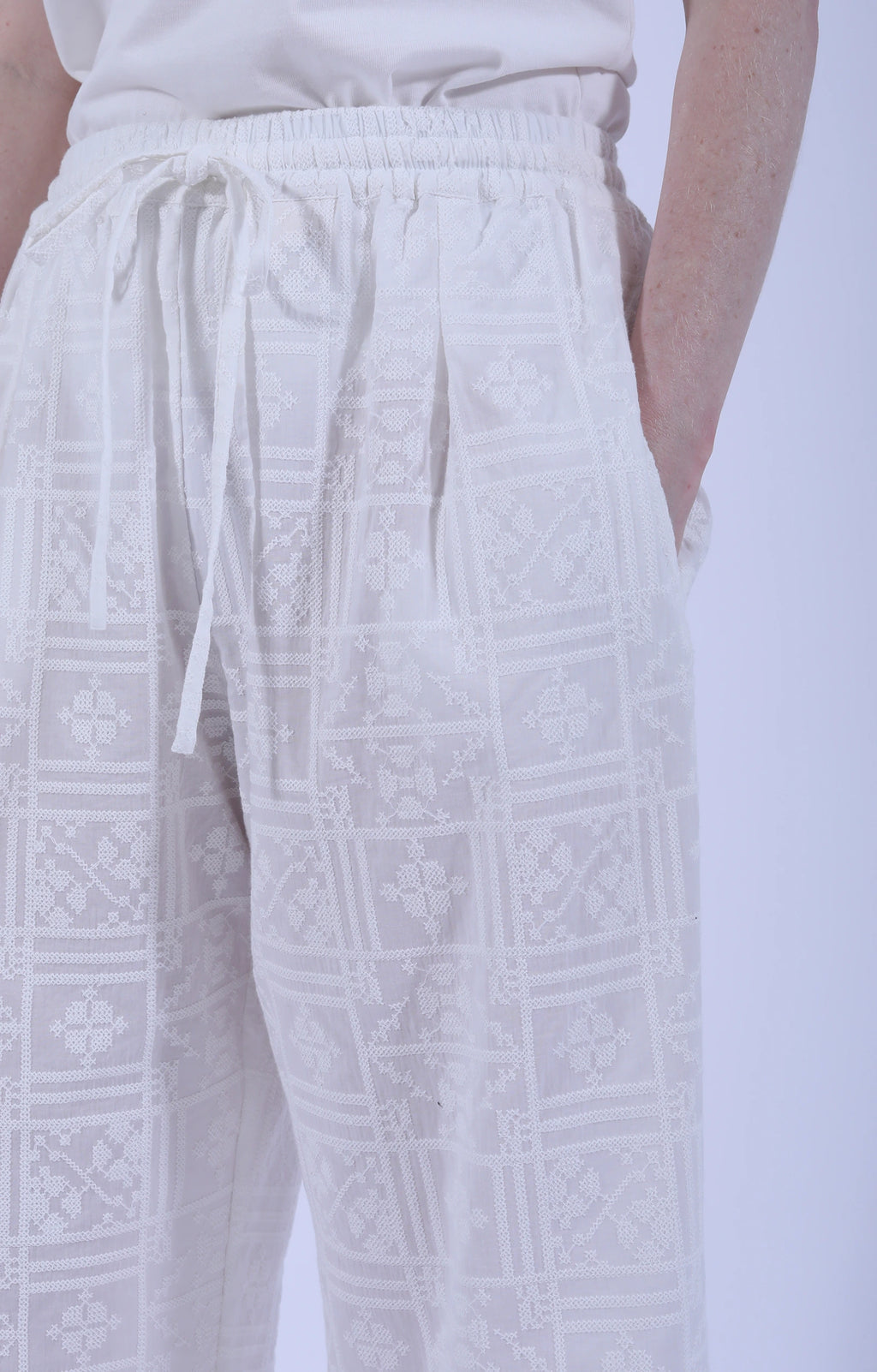 Embroidery Luna Trouser Ivory