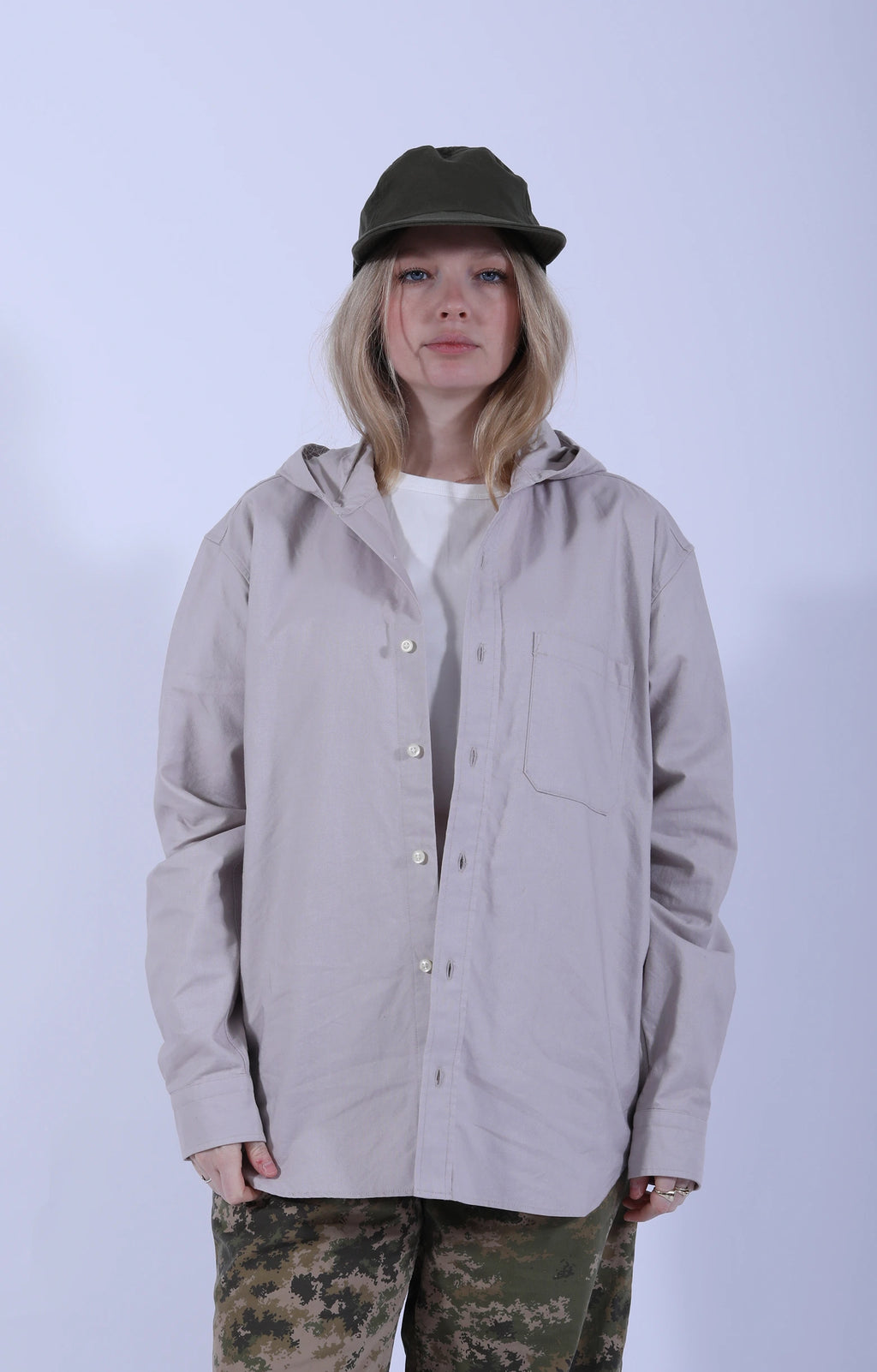 Hooded Shirt Beige