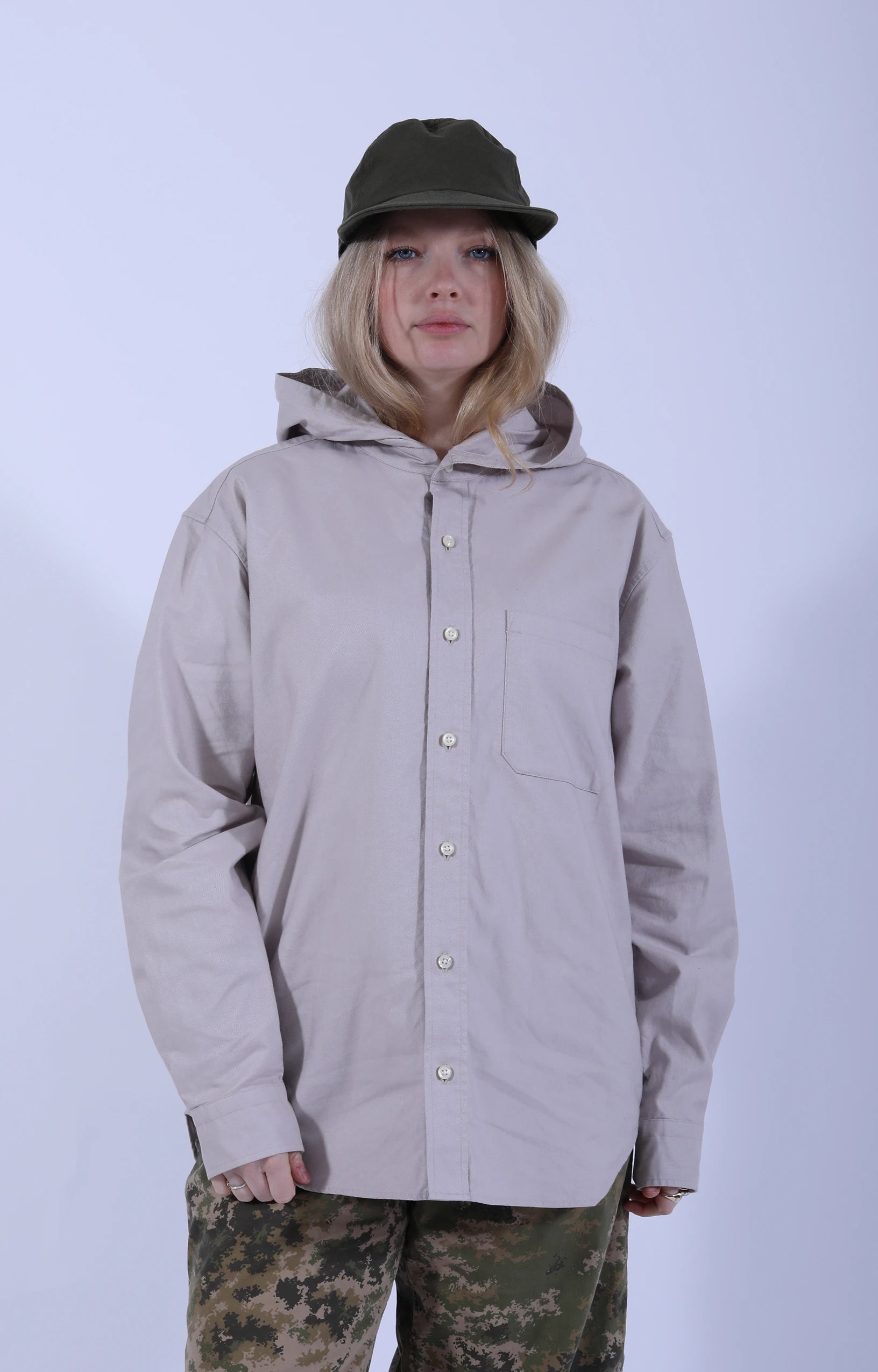 Hooded Shirt Beige