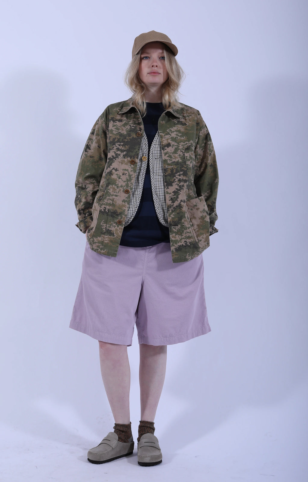 Drawstring Wide Shorts Cord Lavender