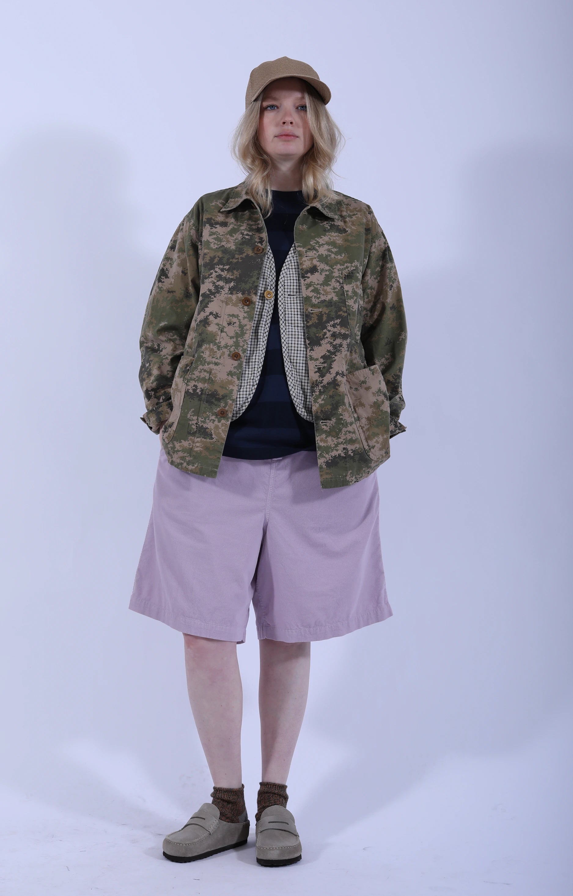 Drawstring Wide Shorts Cord Lavender