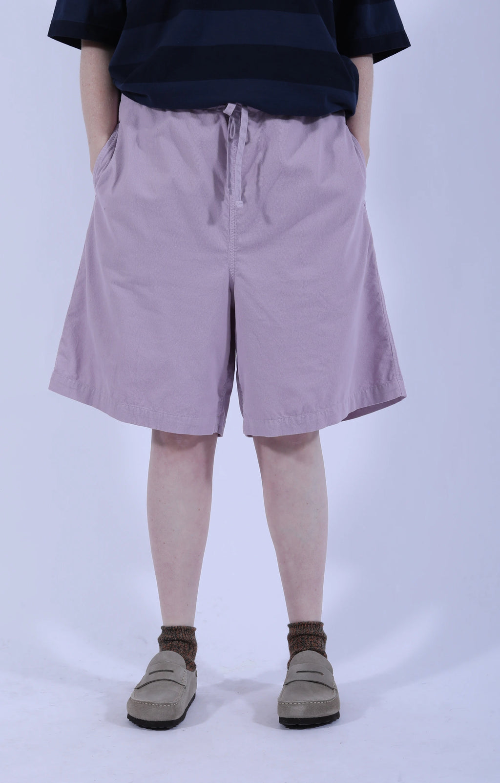 Drawstring Wide Shorts Cord Lavender