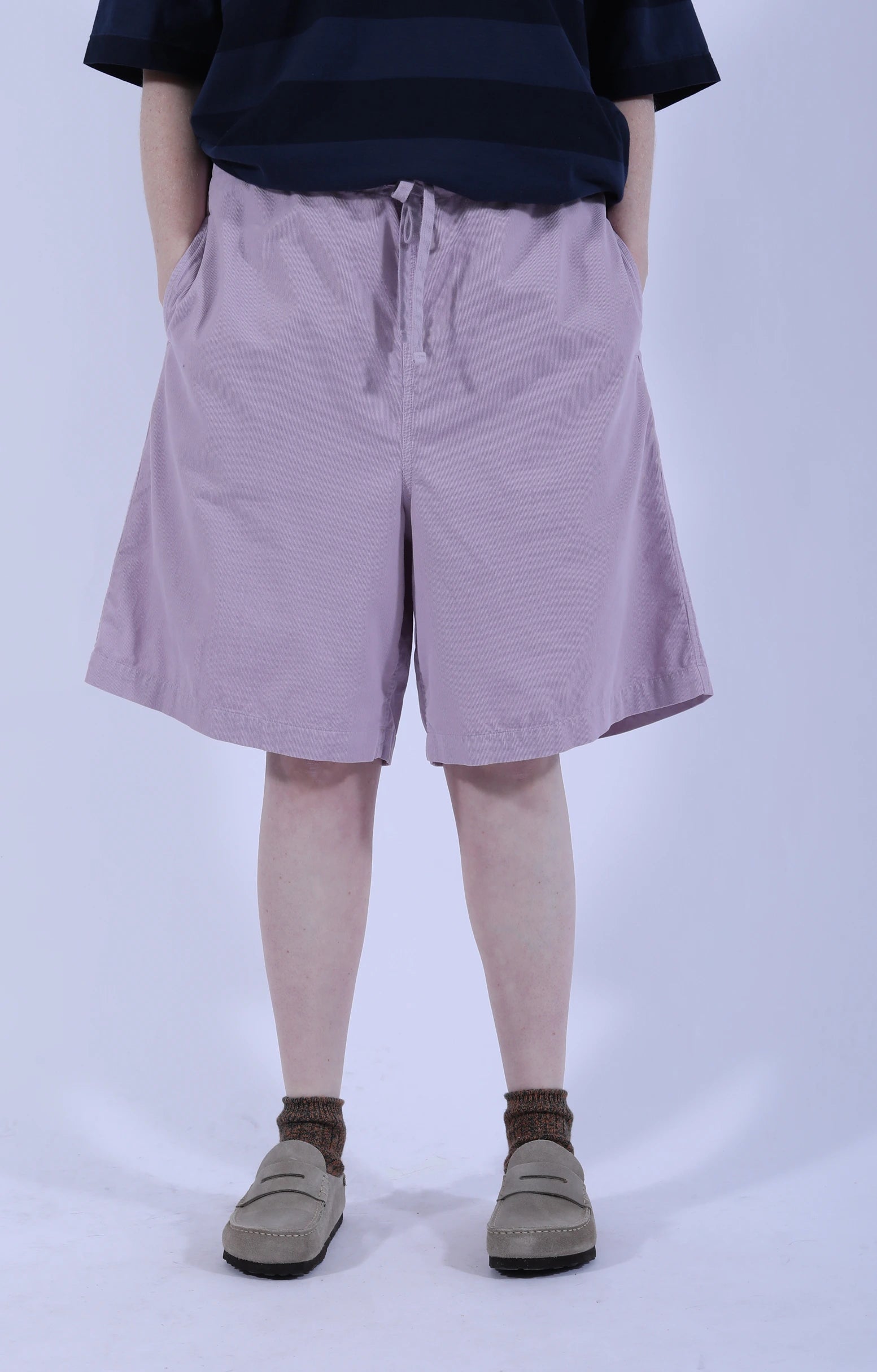 Drawstring Wide Shorts Cord Lavender