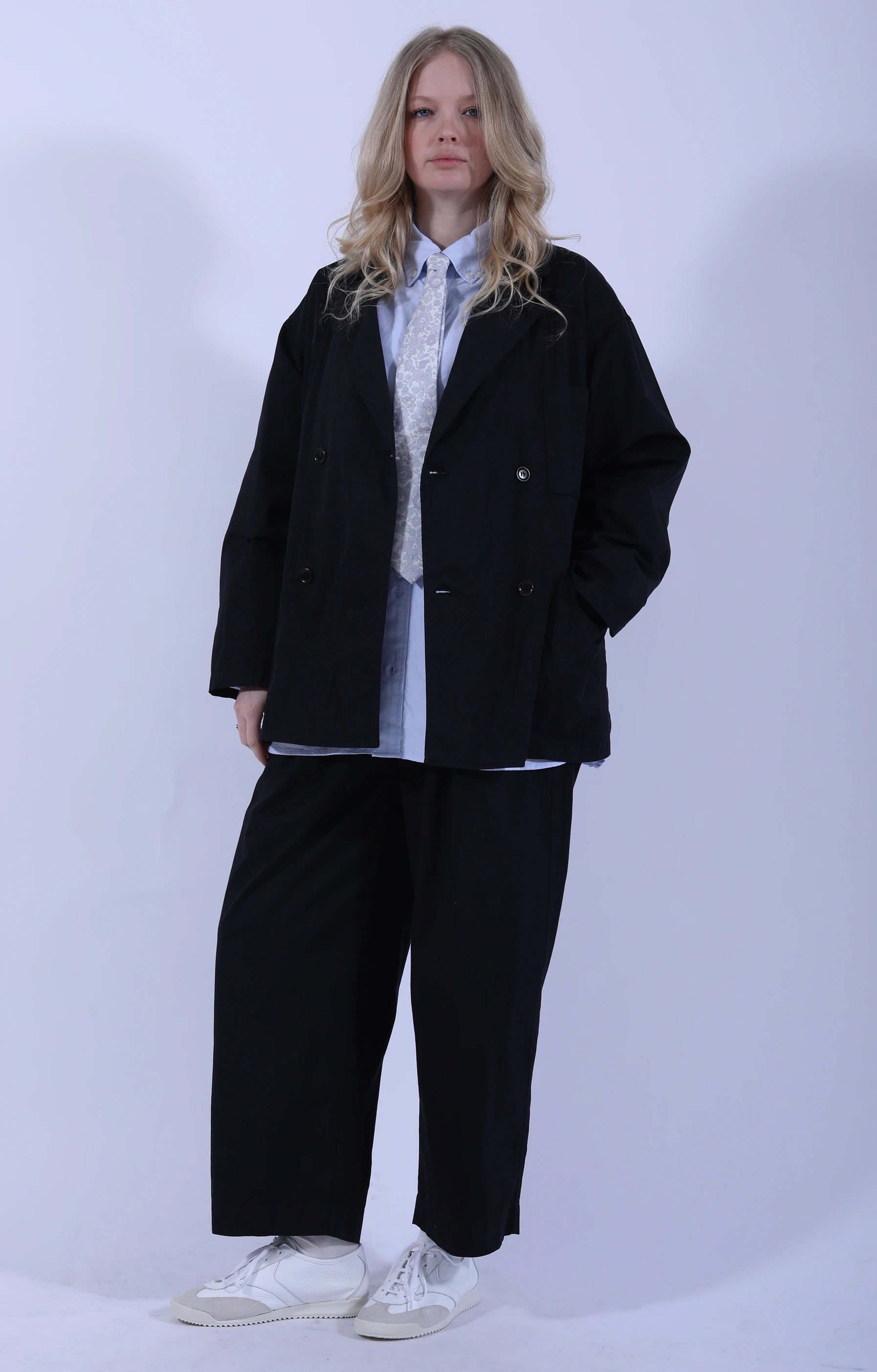 2 In-Pleat Baggy Chinos D.Navy