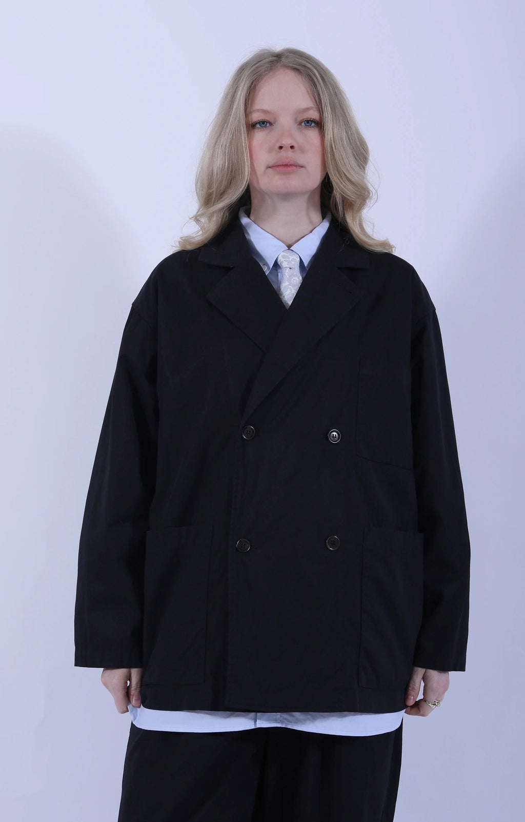 Double Breasted Sack Jacket D.Navy