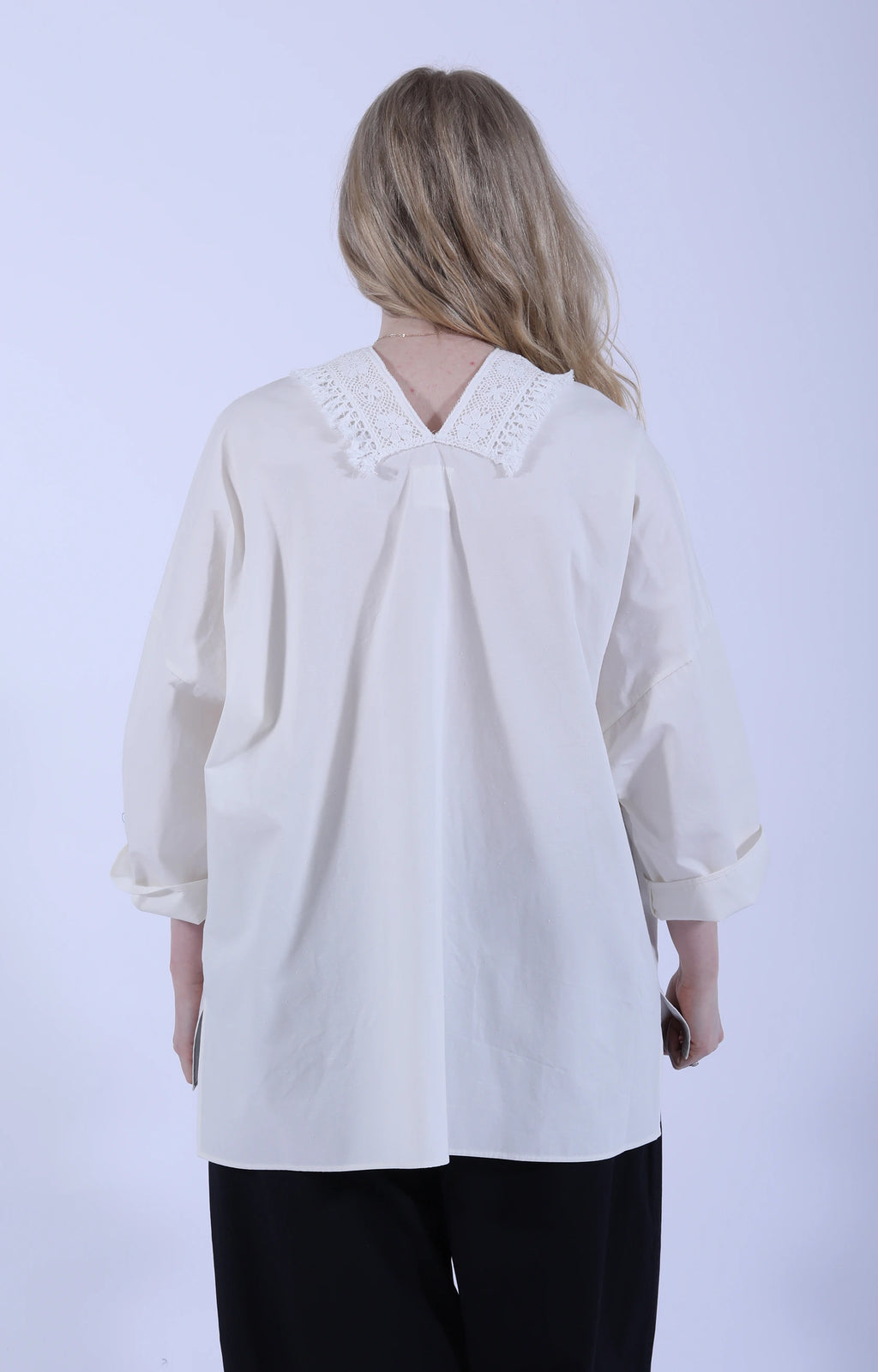 Fringe Lace Poncho Natural White