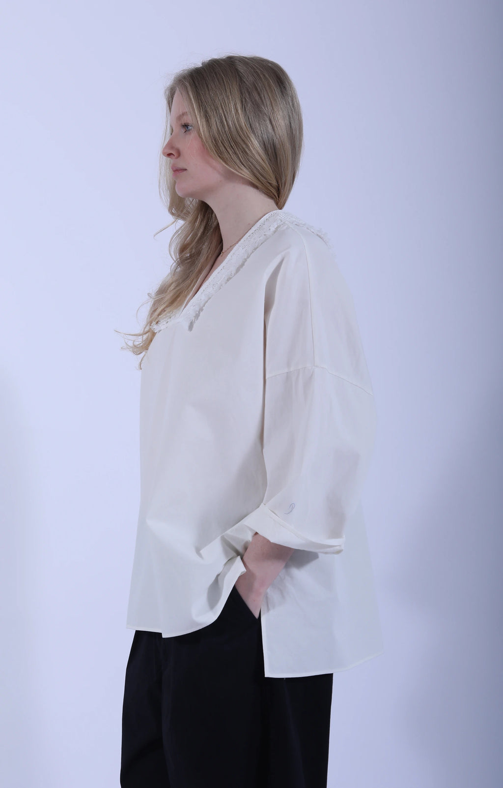 Fringe Lace Poncho Natural White