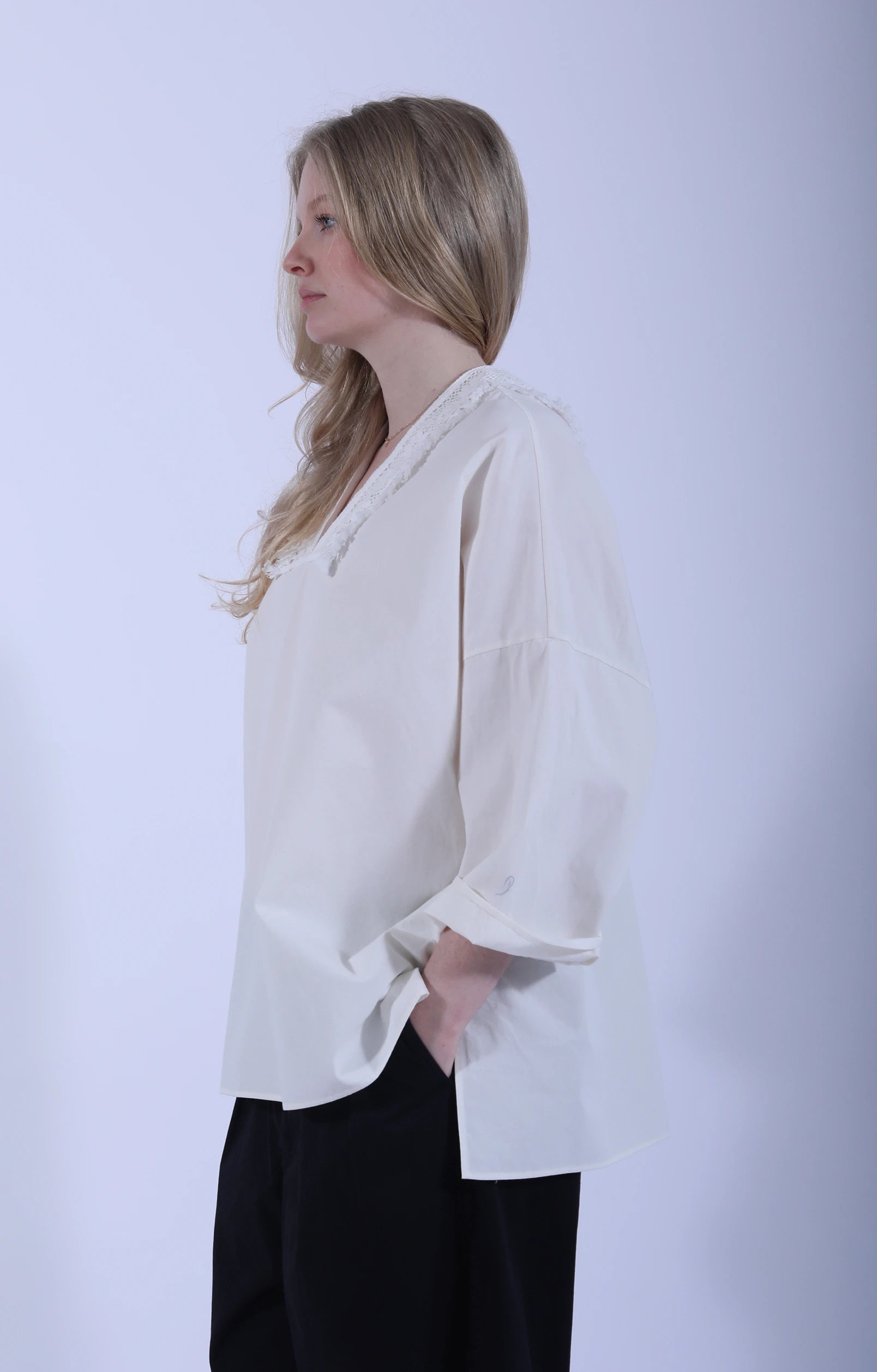Fringe Lace Poncho Natural White