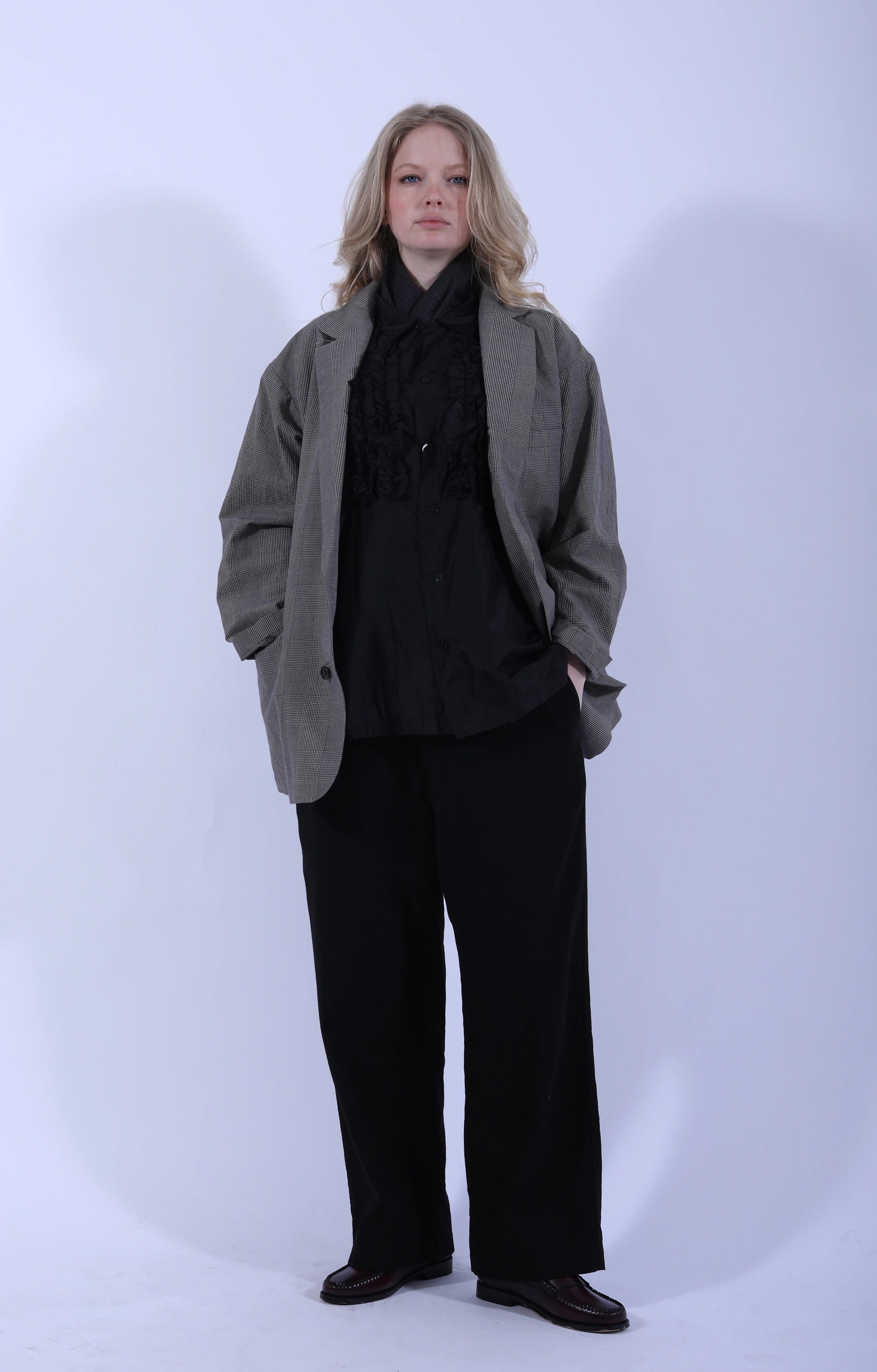 Short Sleeve Frill Shirt Black