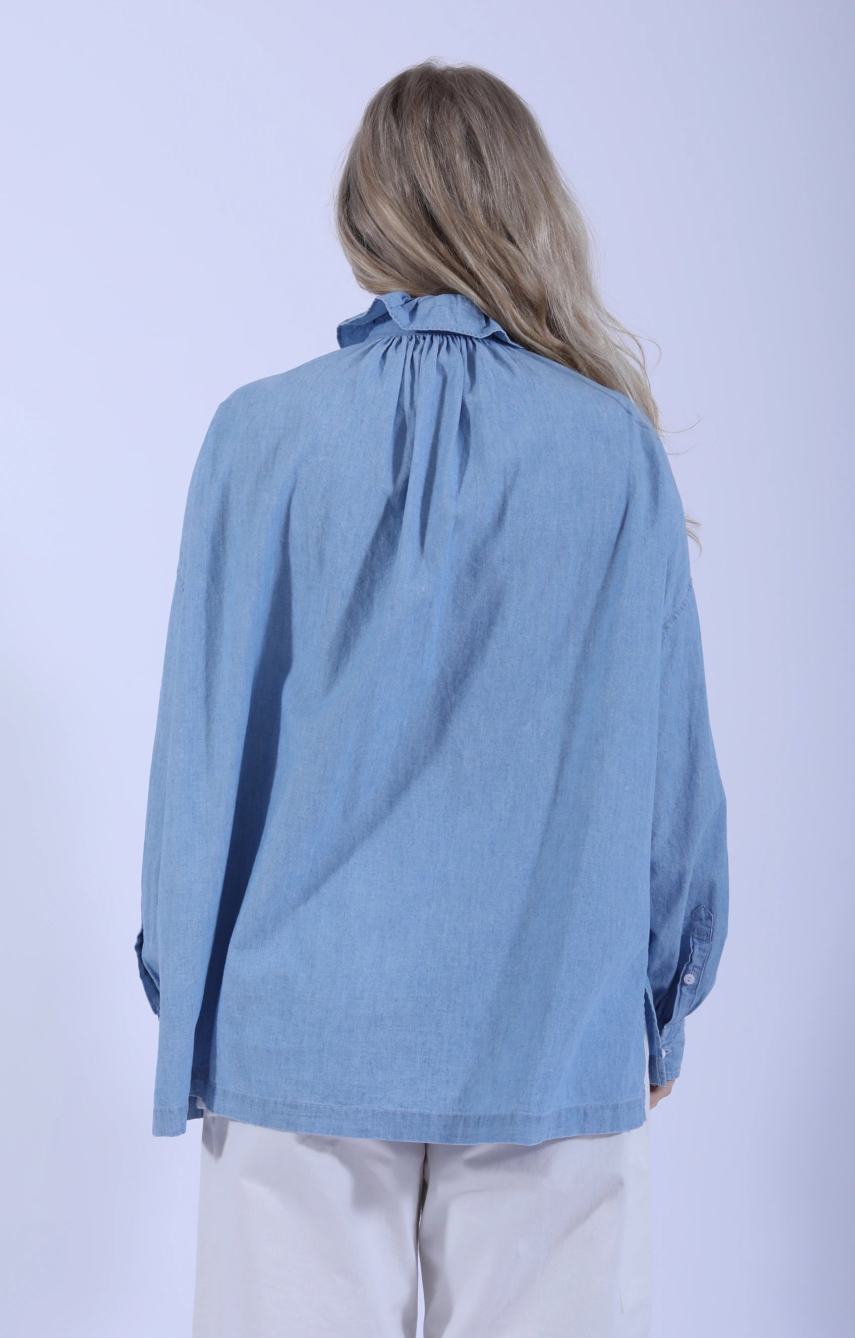 Ruffle Shirt Indigo Blue