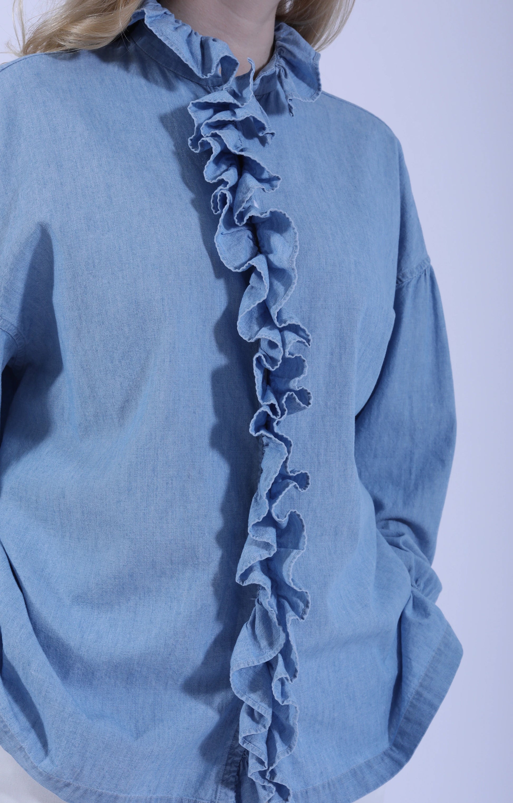 Ruffle Shirt Indigo Blue